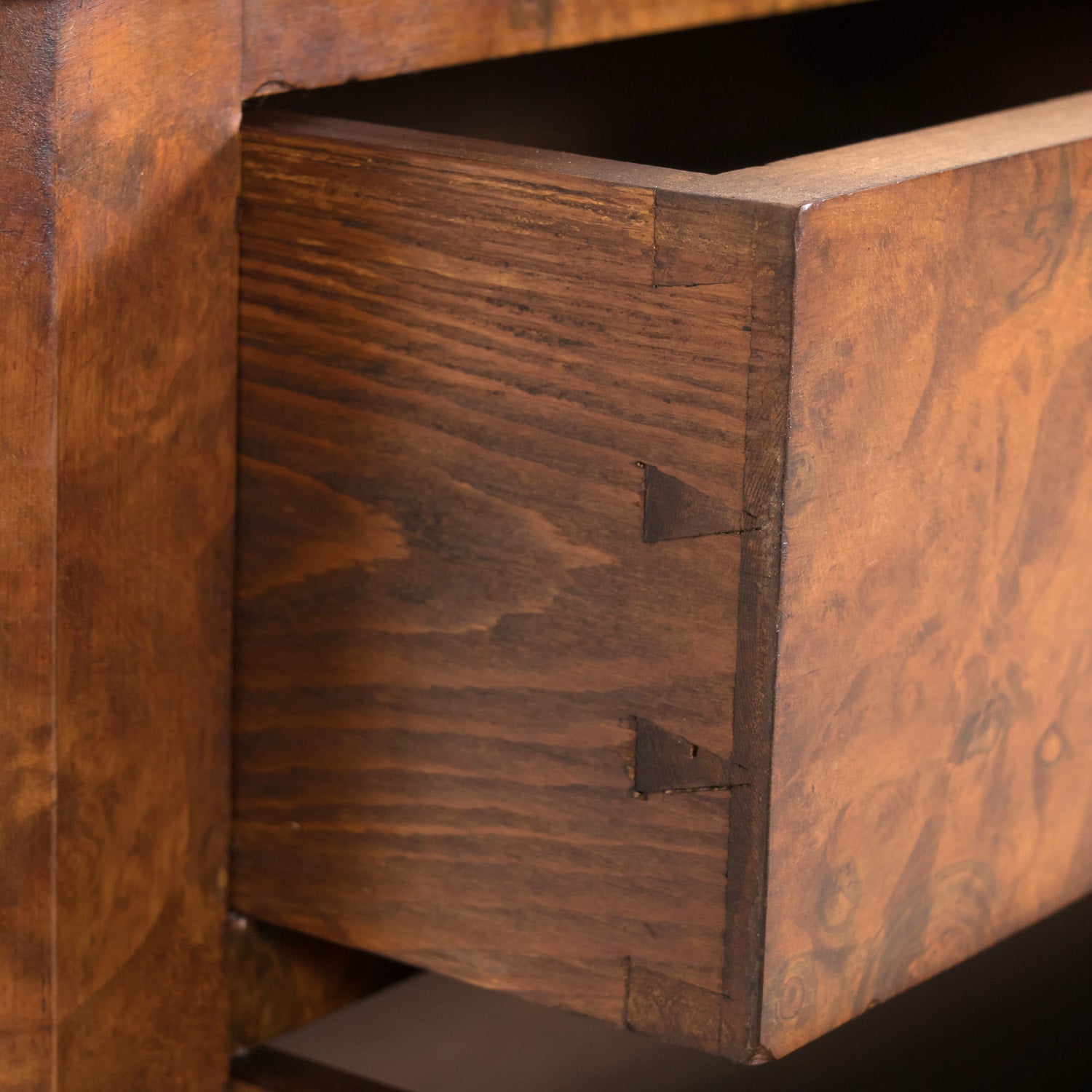 19th Century French Louis Philippe Period Petite Burled Walnut Commode with Inset Marble Top