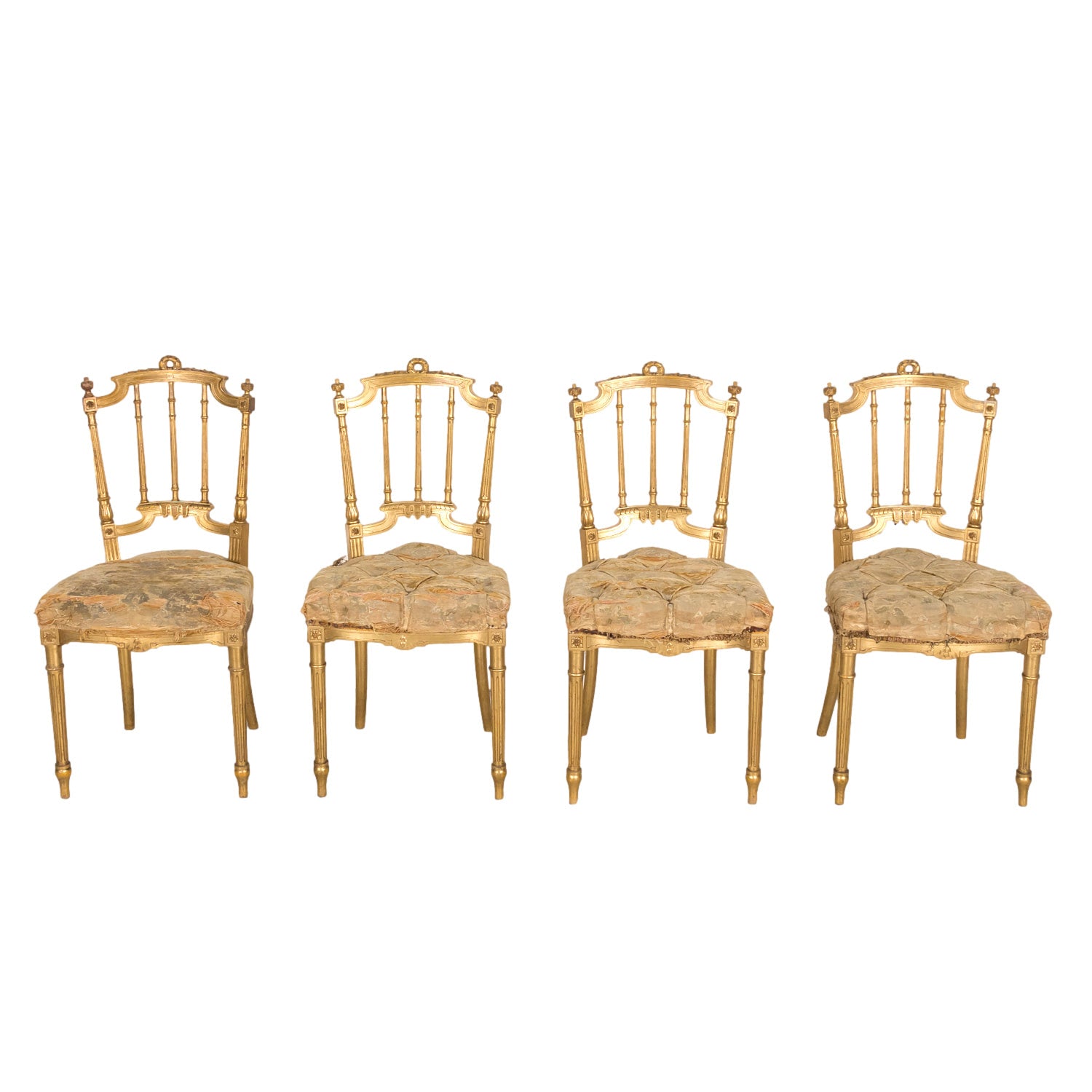 19th Century French Louis XVI Style Neoclassical Gilded Opera Chairs, 4 Available