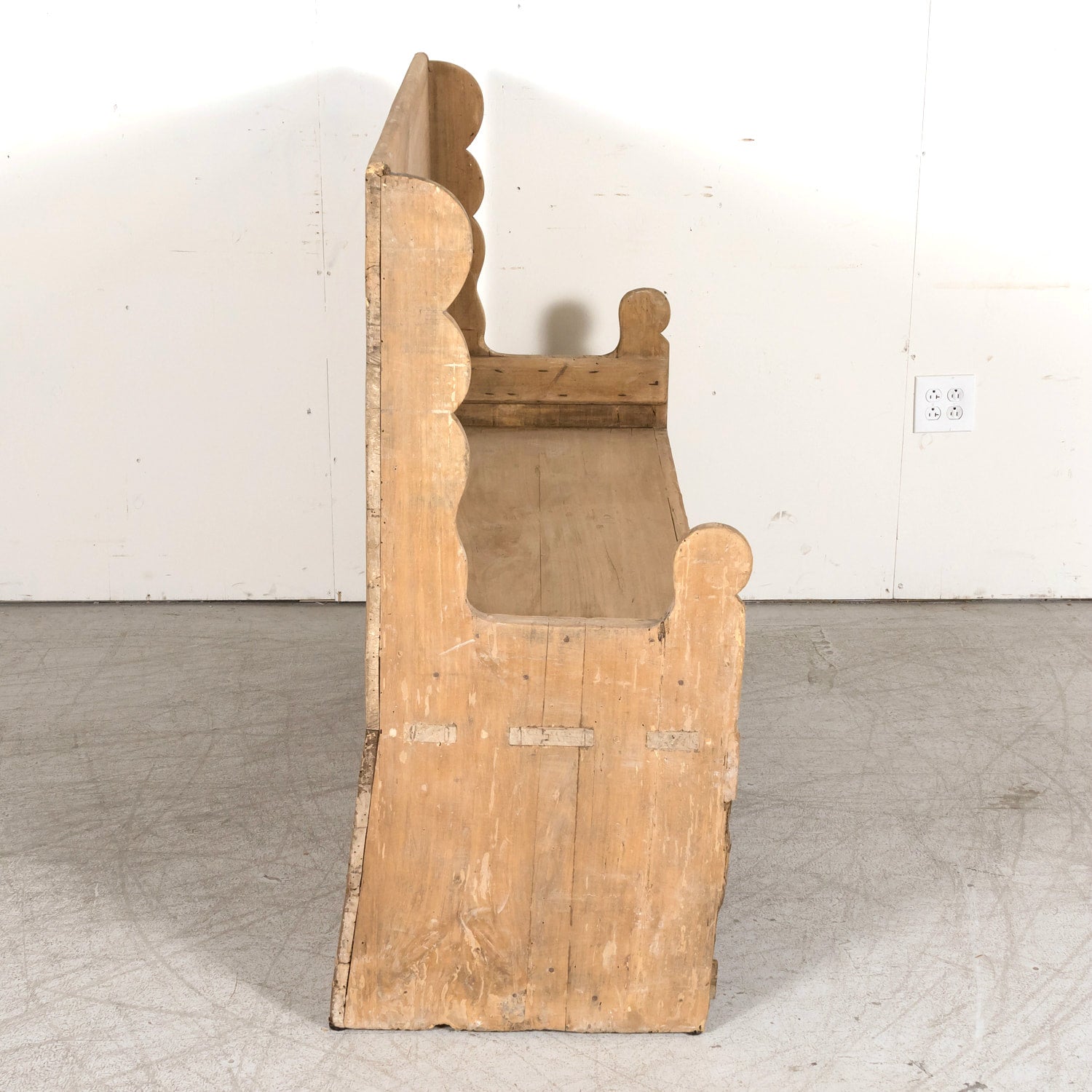 Late 18th Century Carved Primitive Spanish Catalan Settle Bench