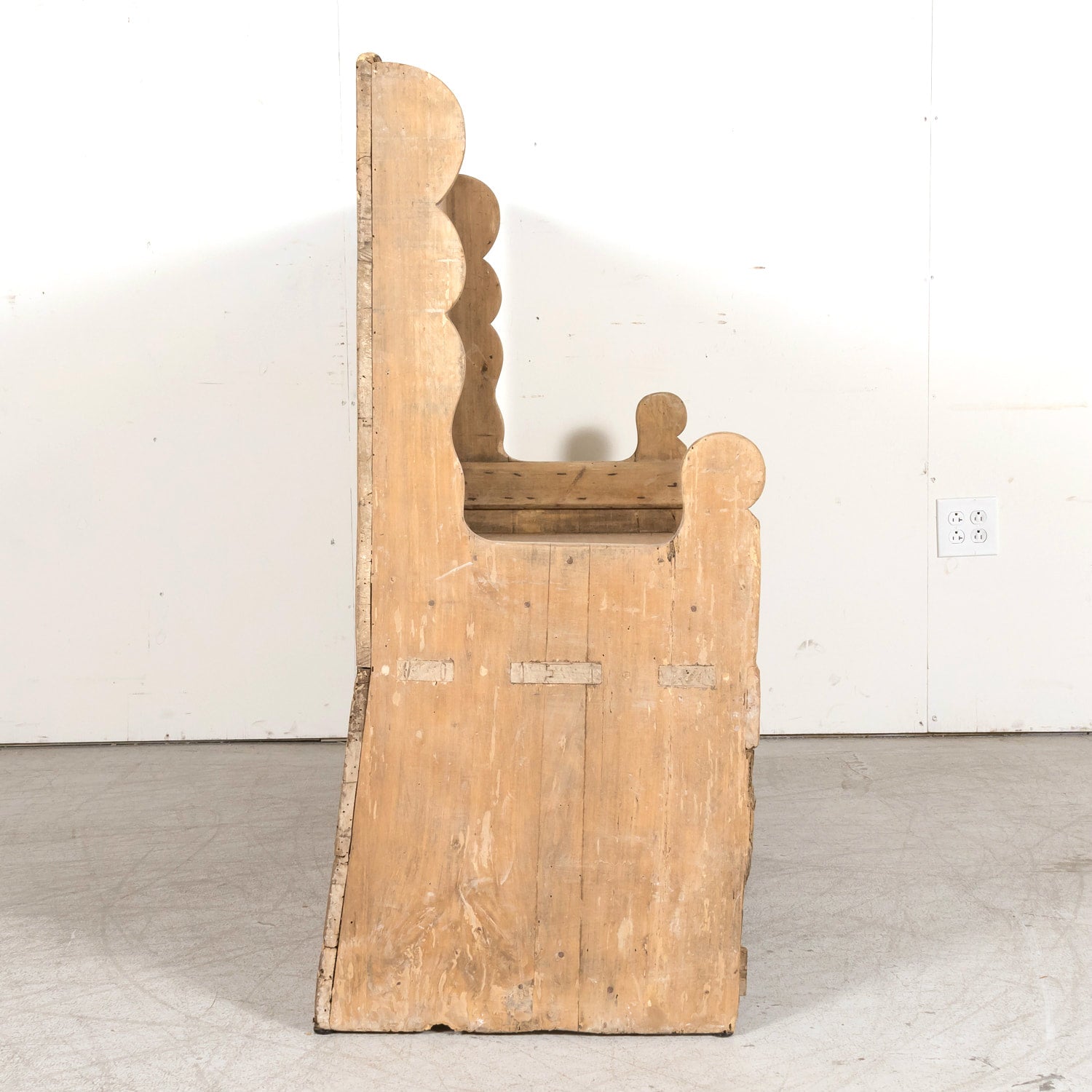 Late 18th Century Carved Primitive Spanish Catalan Settle Bench