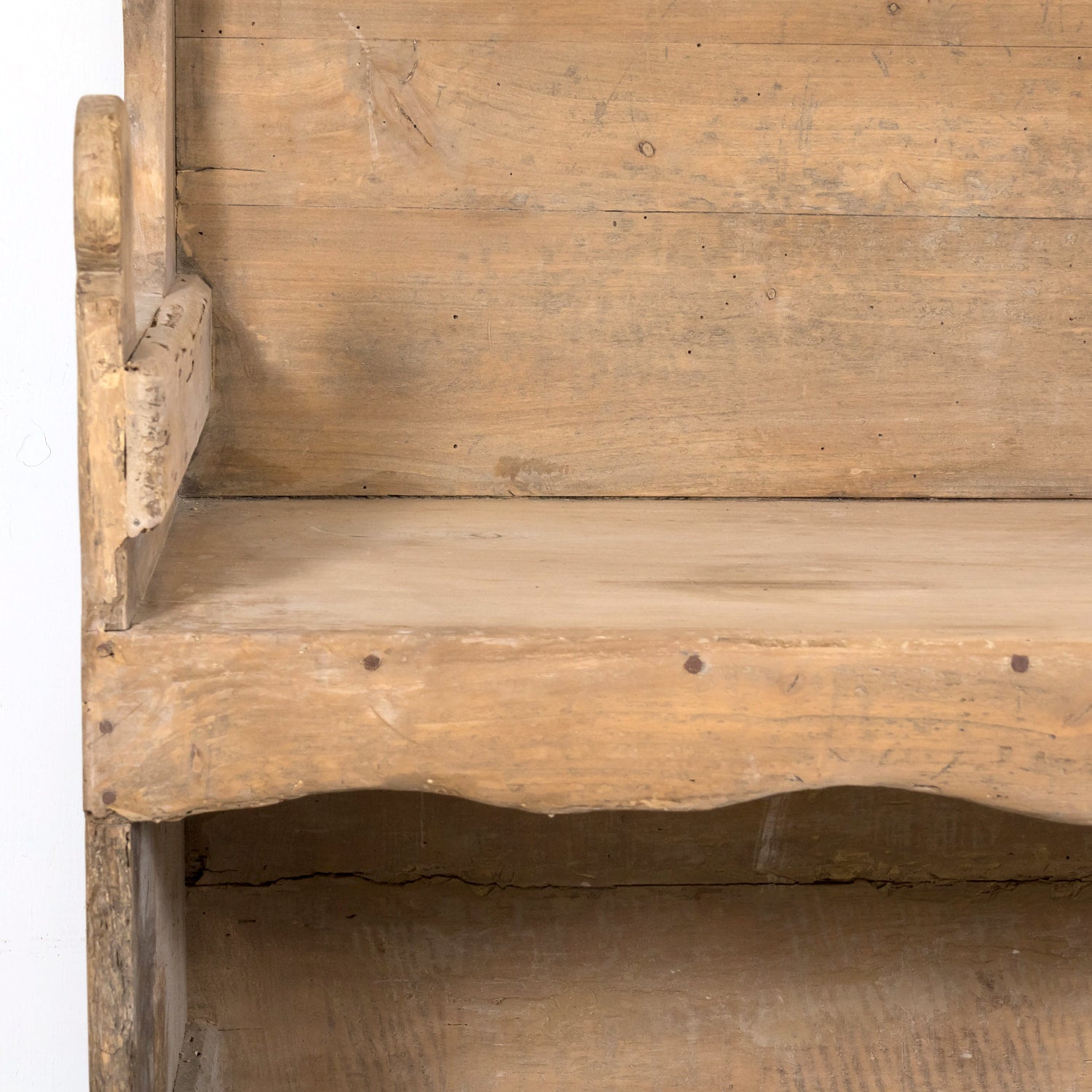 Late 18th Century Carved Primitive Spanish Catalan Settle Bench