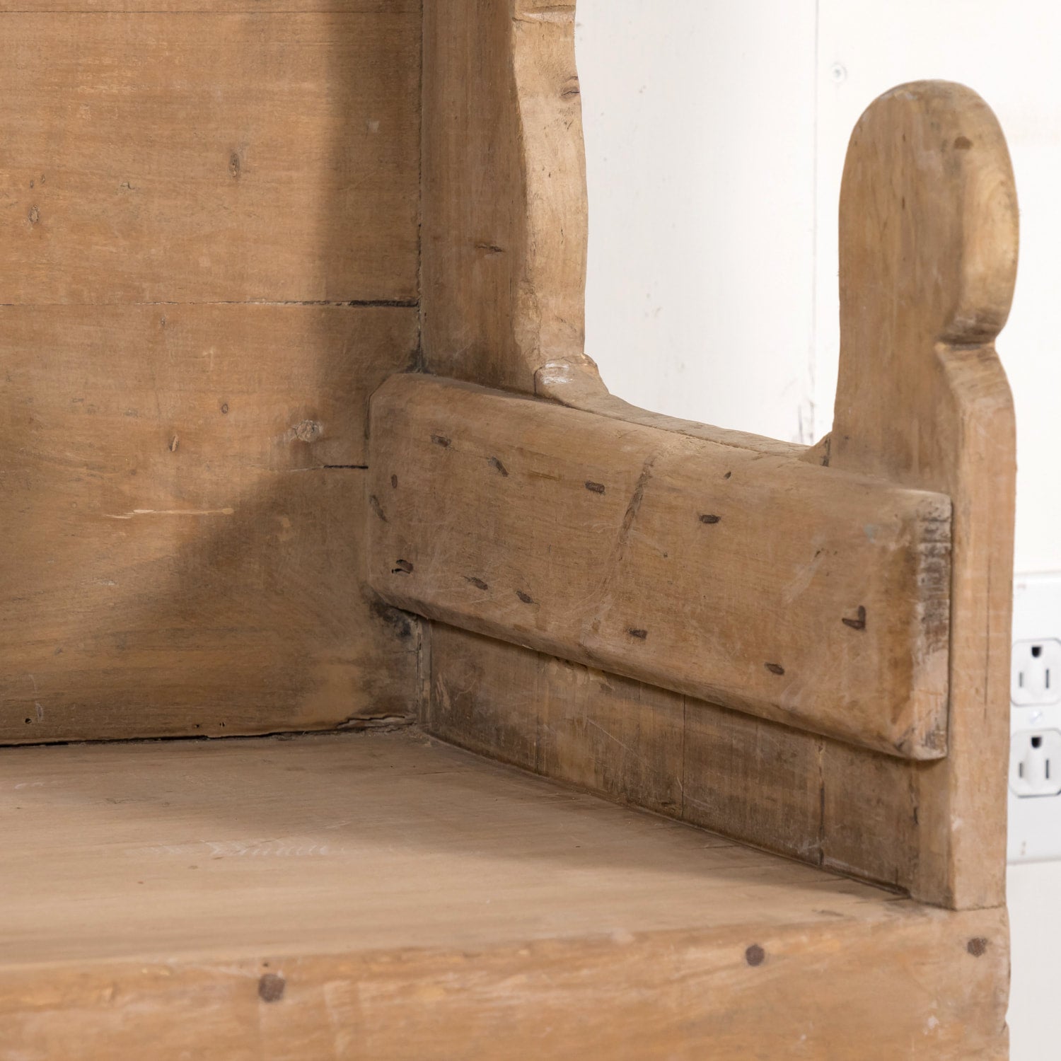 Late 18th Century Carved Primitive Spanish Catalan Settle Bench