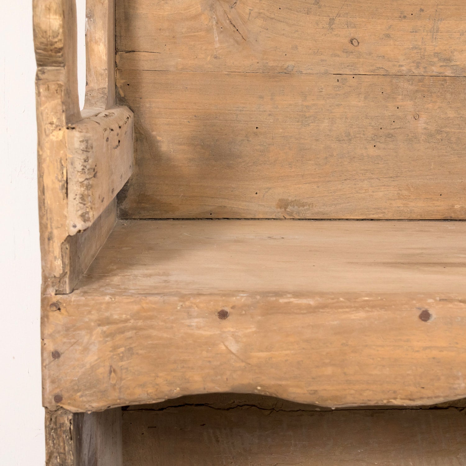 Late 18th Century Carved Primitive Spanish Catalan Settle Bench