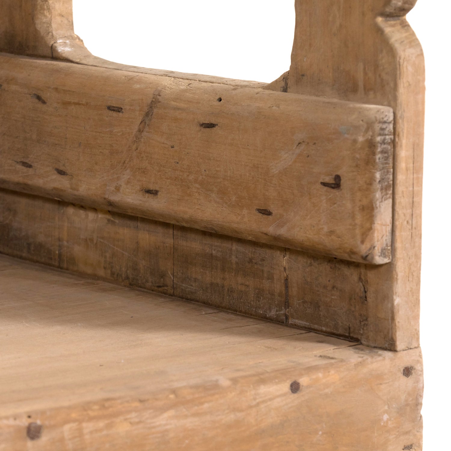 Late 18th Century Carved Primitive Spanish Catalan Settle Bench