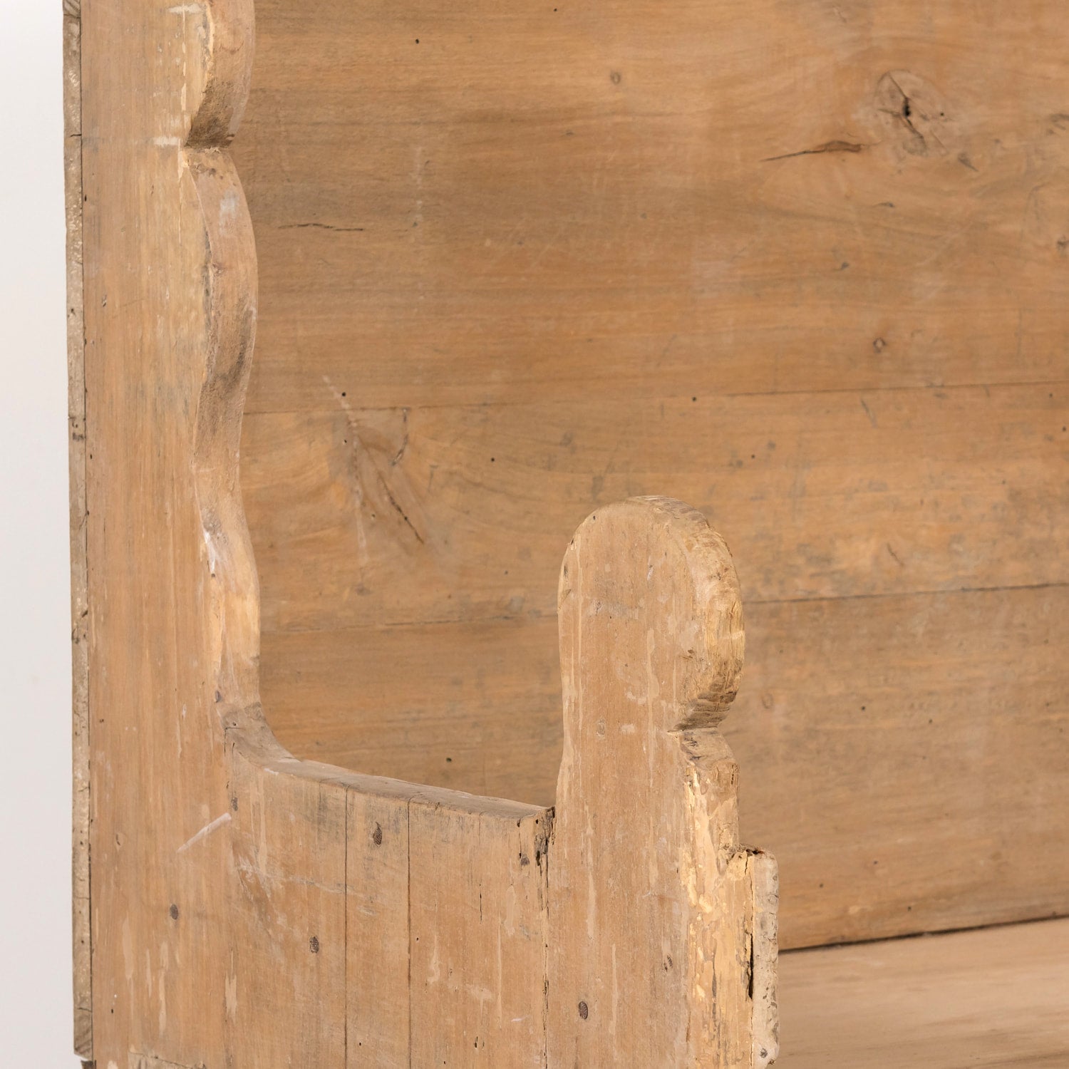 Late 18th Century Carved Primitive Spanish Catalan Settle Bench