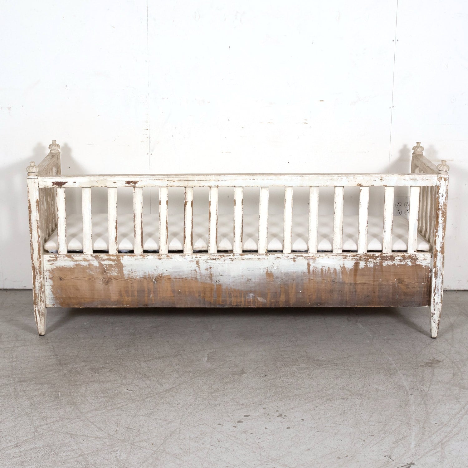 Mid-19th Century Swedish Gustavian Style Painted Stick Back Sofa Bench with Lift Seat
