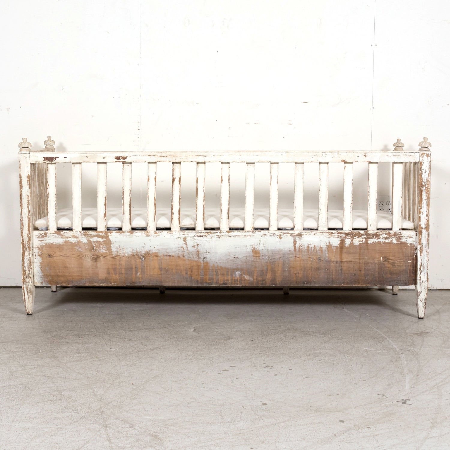 Mid-19th Century Swedish Gustavian Style Painted Stick Back Sofa Bench with Lift Seat