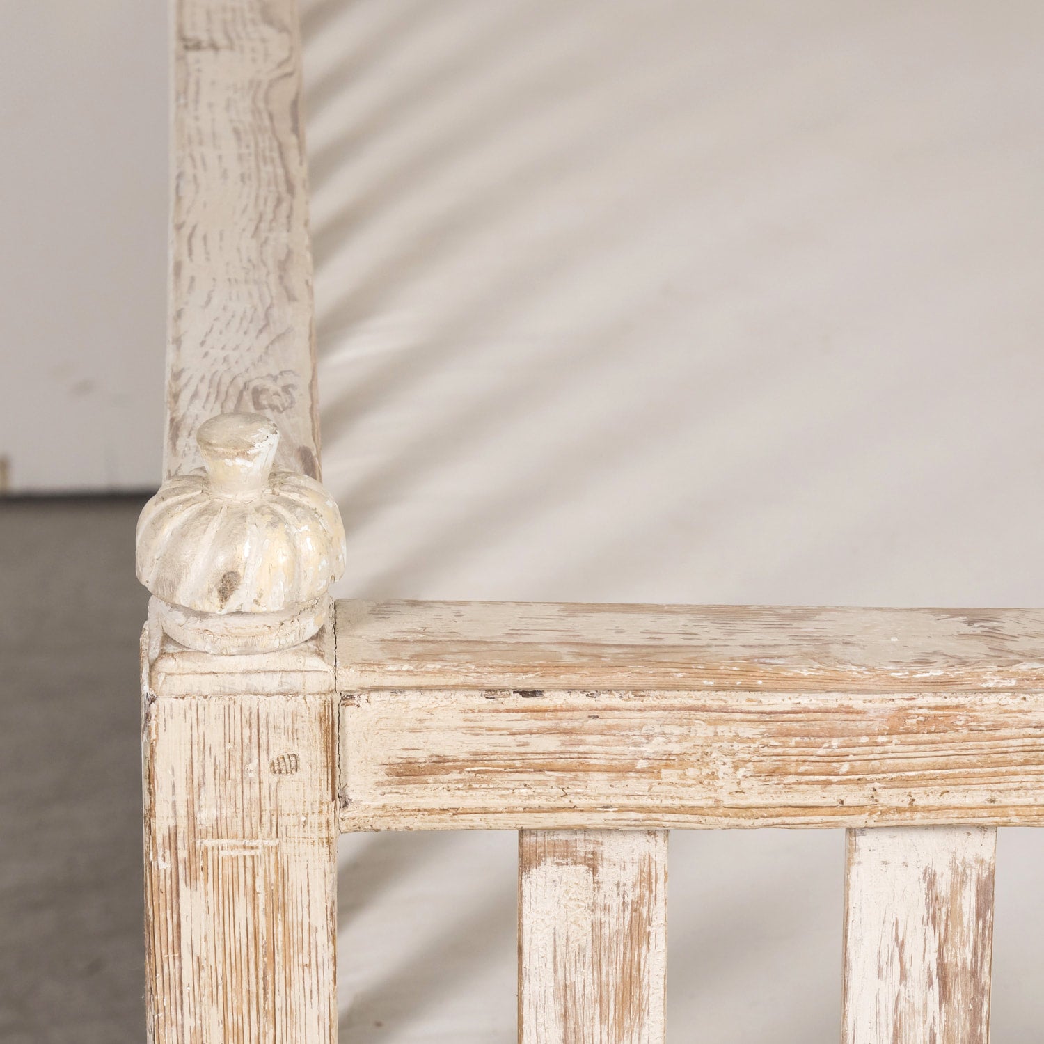 Mid-19th Century Swedish Gustavian Style Painted Stick Back Sofa Bench with Lift Seat