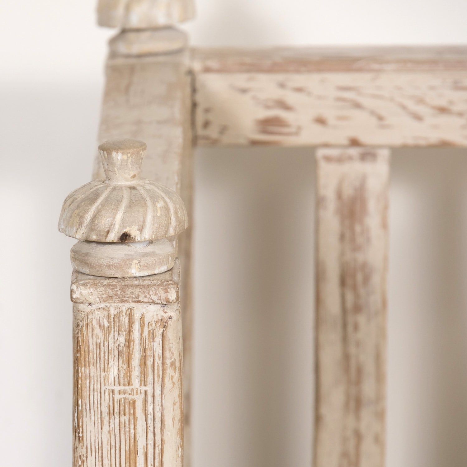 Mid-19th Century Swedish Gustavian Style Painted Stick Back Sofa Bench with Lift Seat