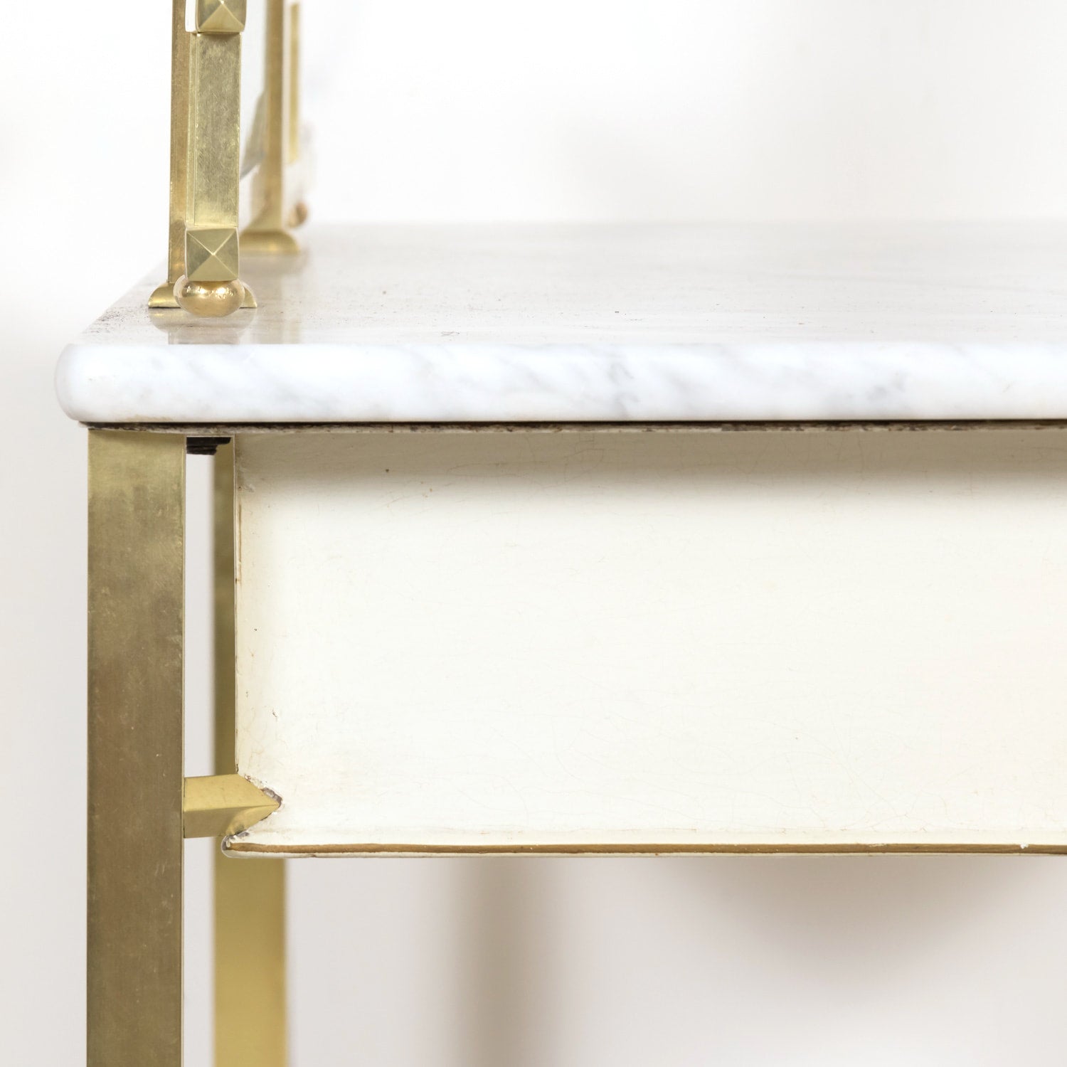 20th Century French Louis XVI Style Brass Maison Jansen Ladies Coiffeuse or Vanity Dressing Table with Marble Top