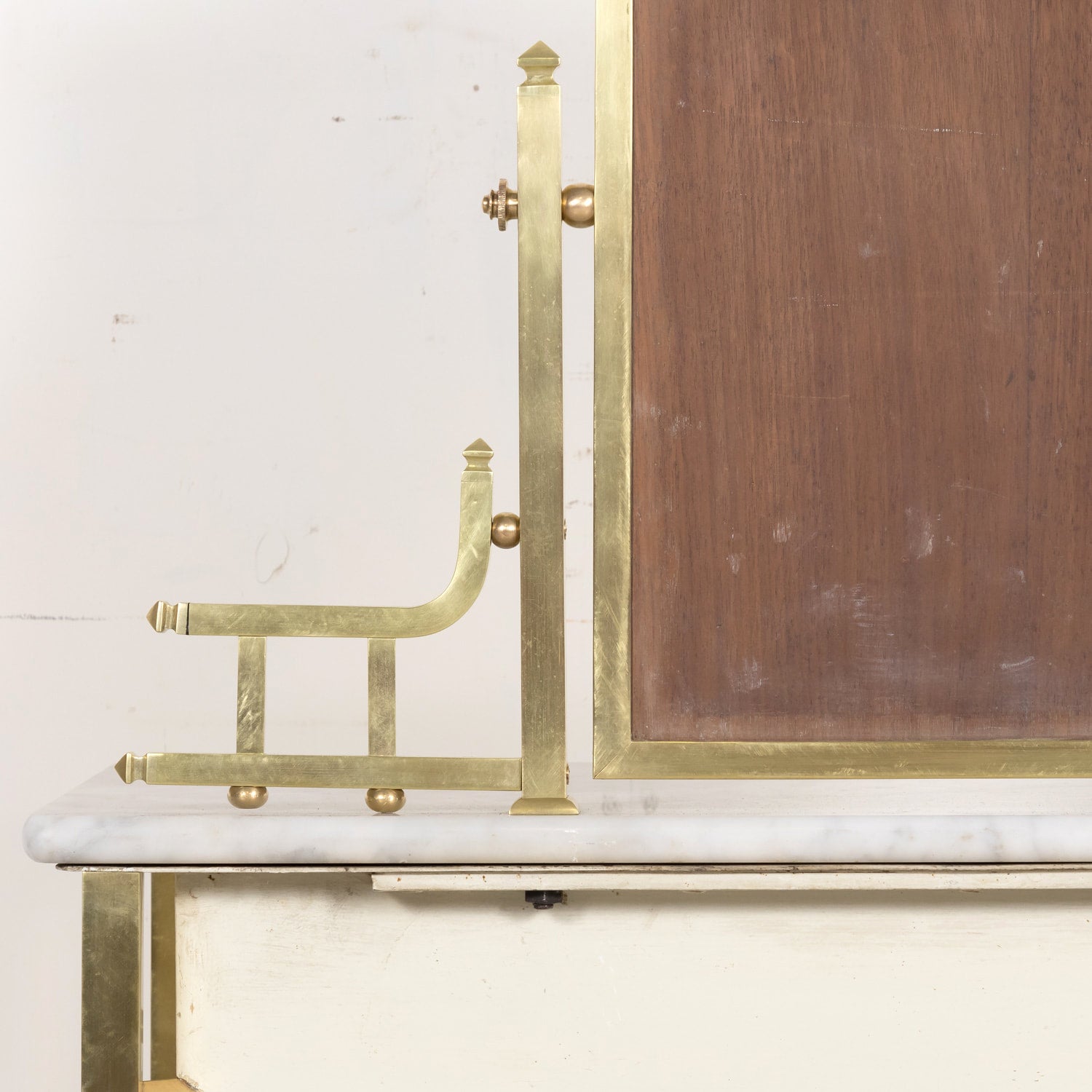 20th Century French Louis XVI Style Brass Maison Jansen Ladies Coiffeuse or Vanity Dressing Table with Marble Top