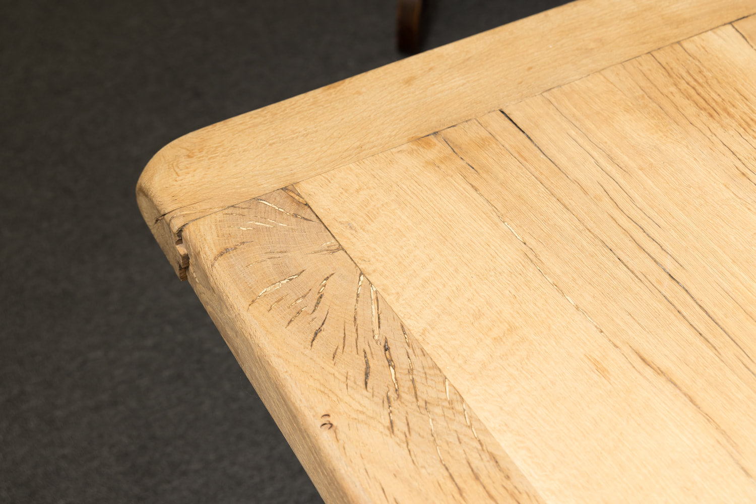 Antique French Bleached Oak Monastery Trestle Table with Triple Pedestal Base from Normandy