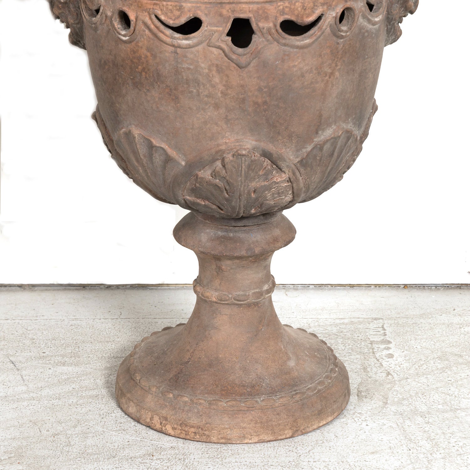 Pair of Italian Tuscany Terracotta Braziers or Garden Urns with Lids on Pedestal Bases