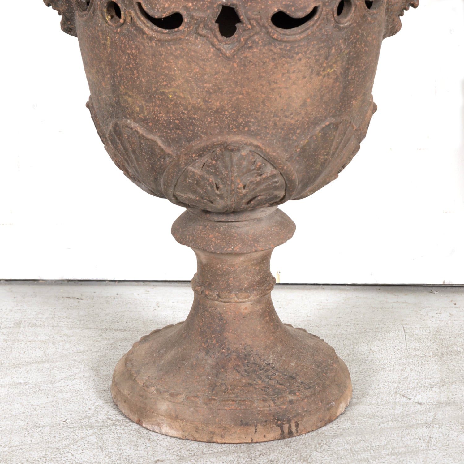 Pair of Italian Tuscany Terracotta Braziers or Garden Urns with Lids on Pedestal Bases
