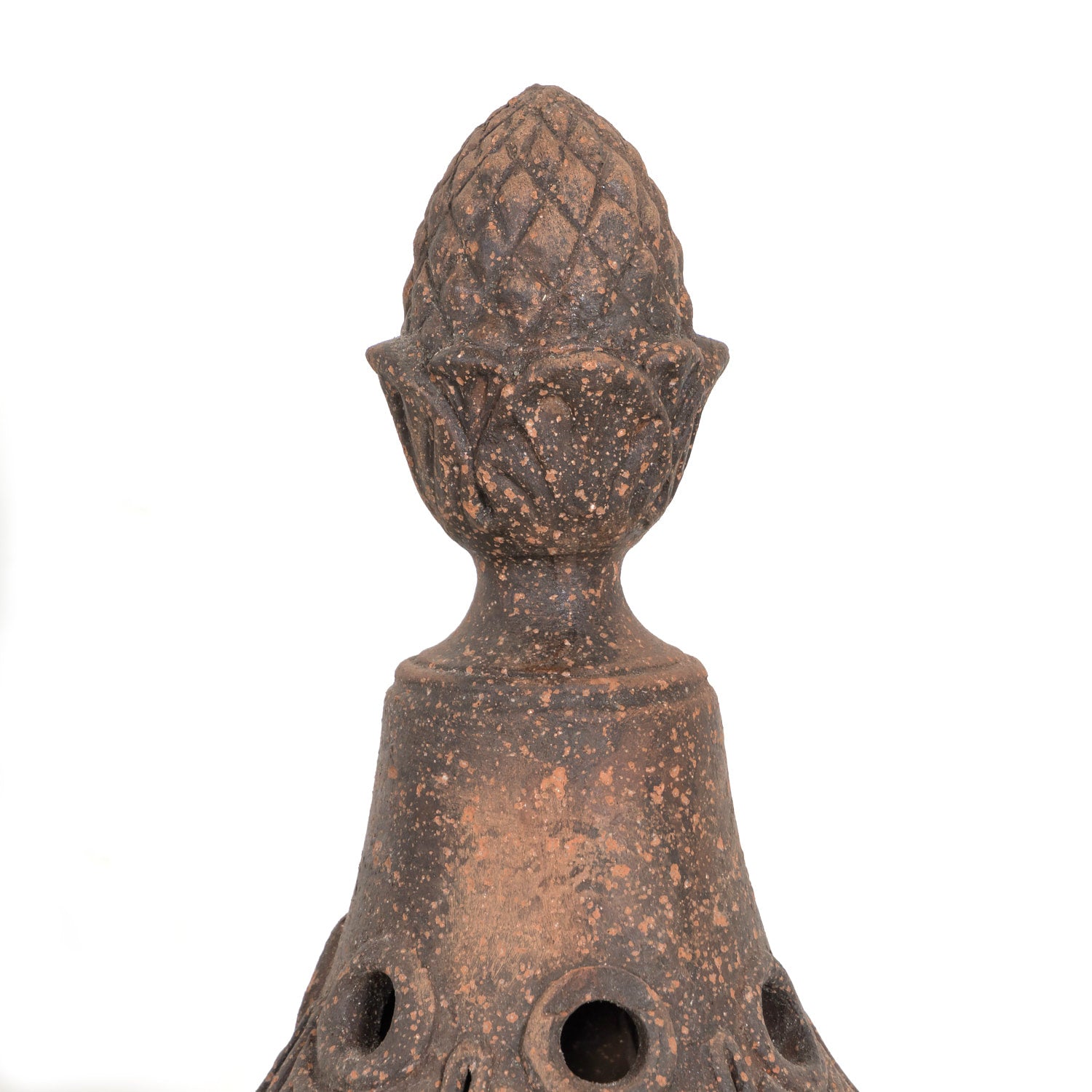 Pair of Italian Tuscany Terracotta Braziers or Garden Urns with Lids on Pedestal Bases