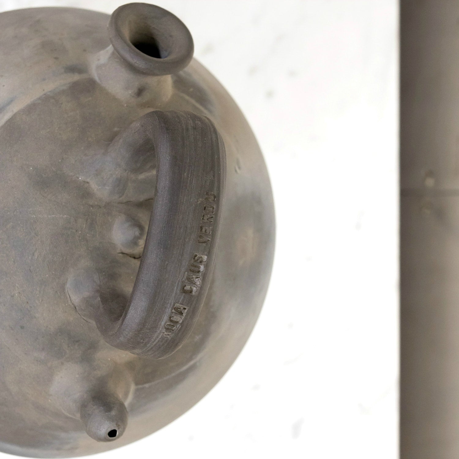 Early 20th Century Spanish Catalan Black Clay Botijo or Water Jug from Verdu, Signed