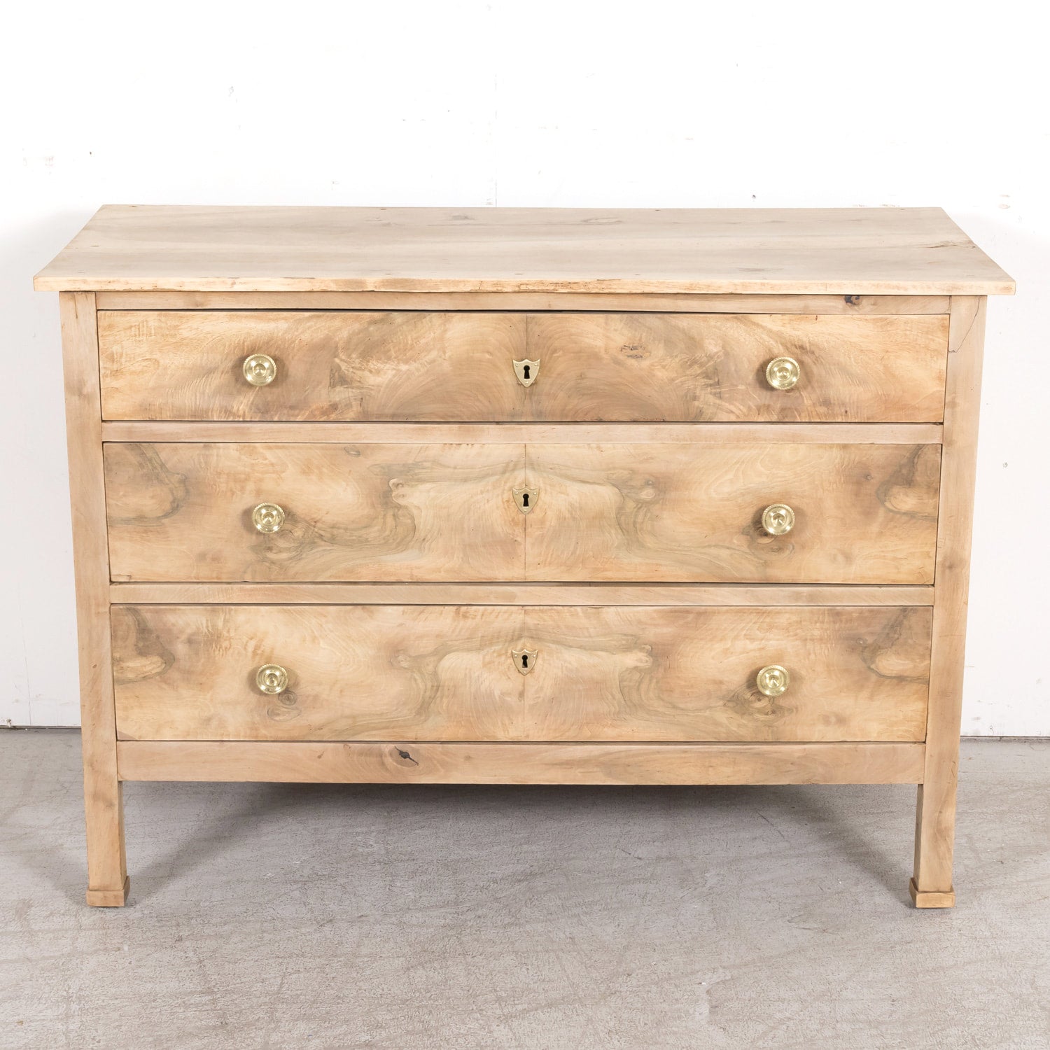 Mid-18th Century French Louis XVI Period Bleached Walnut Lyonnaise Commode with Bookmatched Front