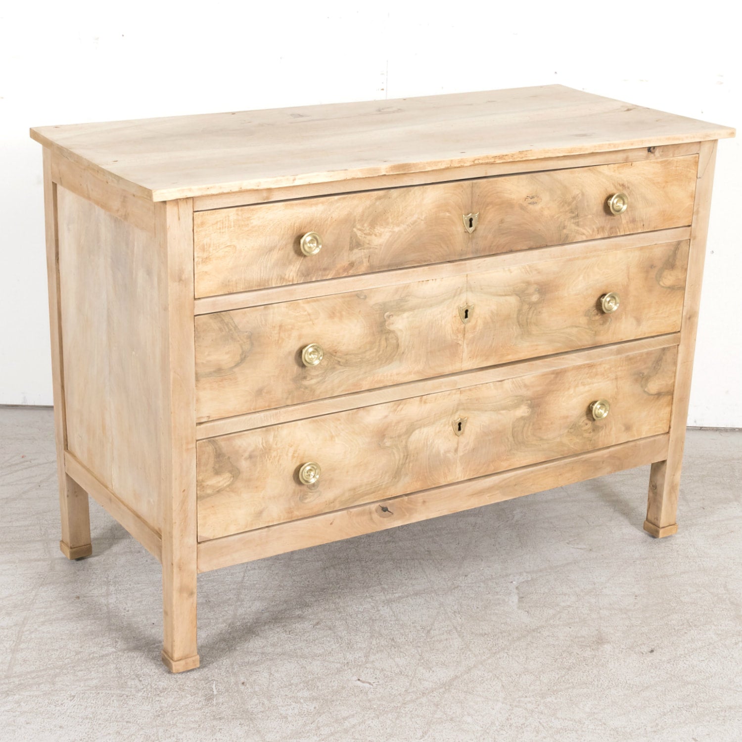 Mid-18th Century French Louis XVI Period Bleached Walnut Lyonnaise Commode with Bookmatched Front