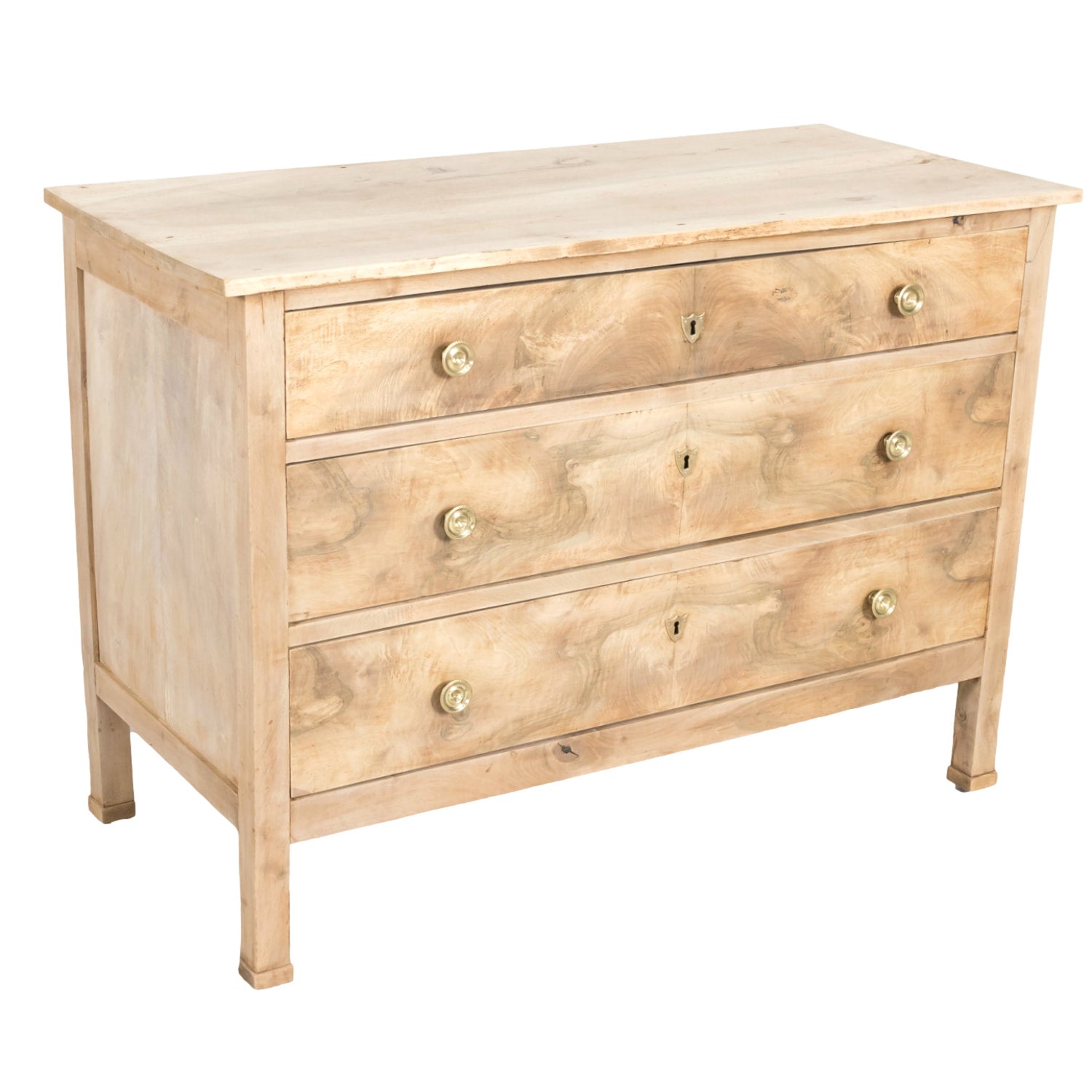 Mid-18th Century French Louis XVI Period Bleached Walnut Lyonnaise Commode with Bookmatched Front