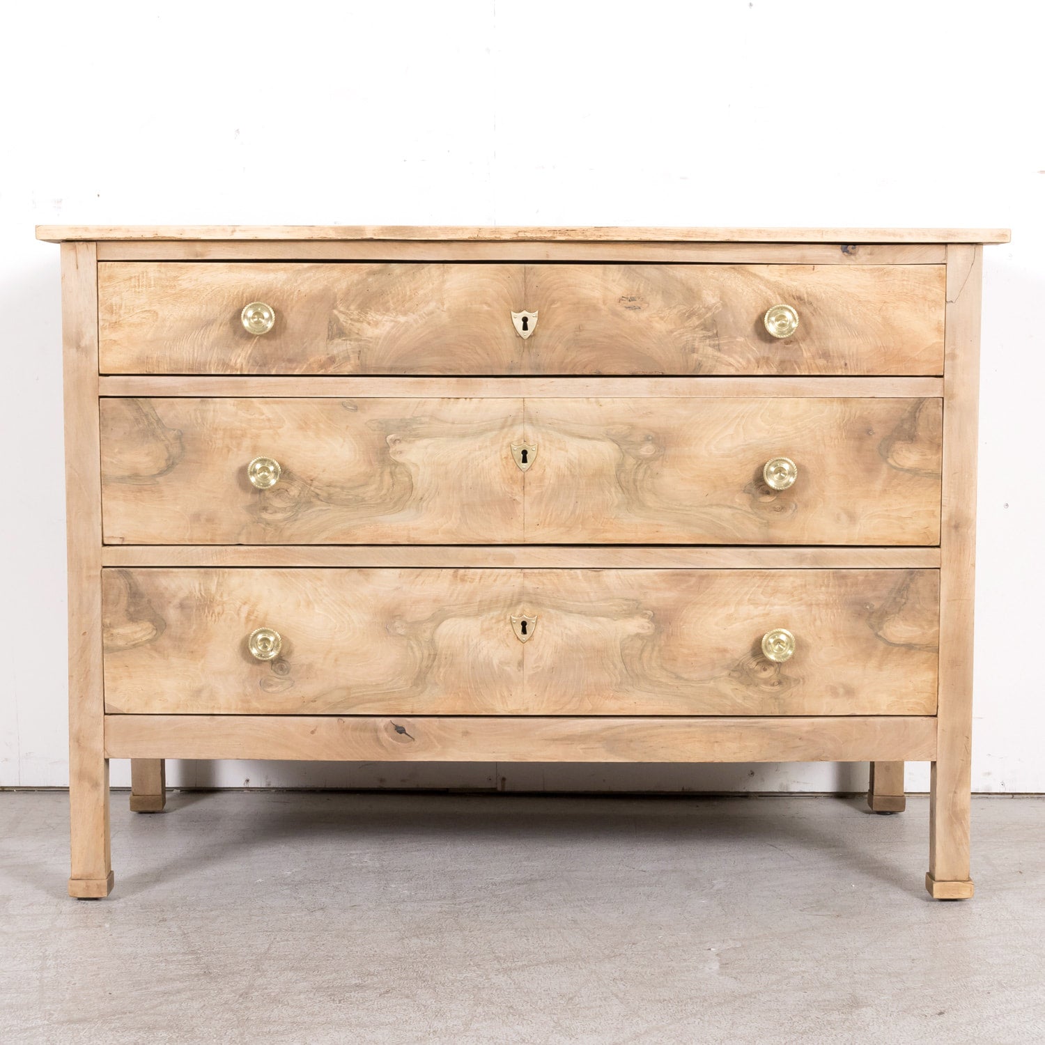 Mid-18th Century French Louis XVI Period Bleached Walnut Lyonnaise Commode with Bookmatched Front