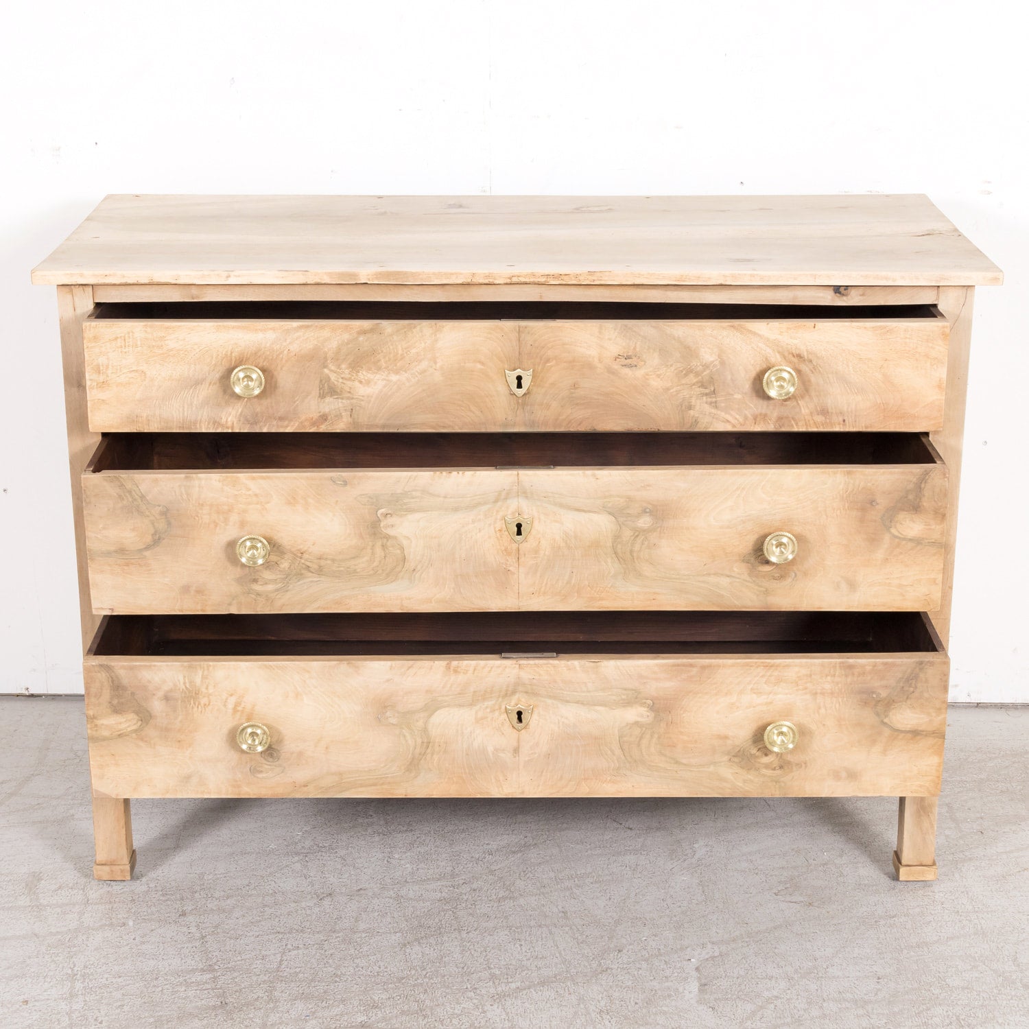 Mid-18th Century French Louis XVI Period Bleached Walnut Lyonnaise Commode with Bookmatched Front