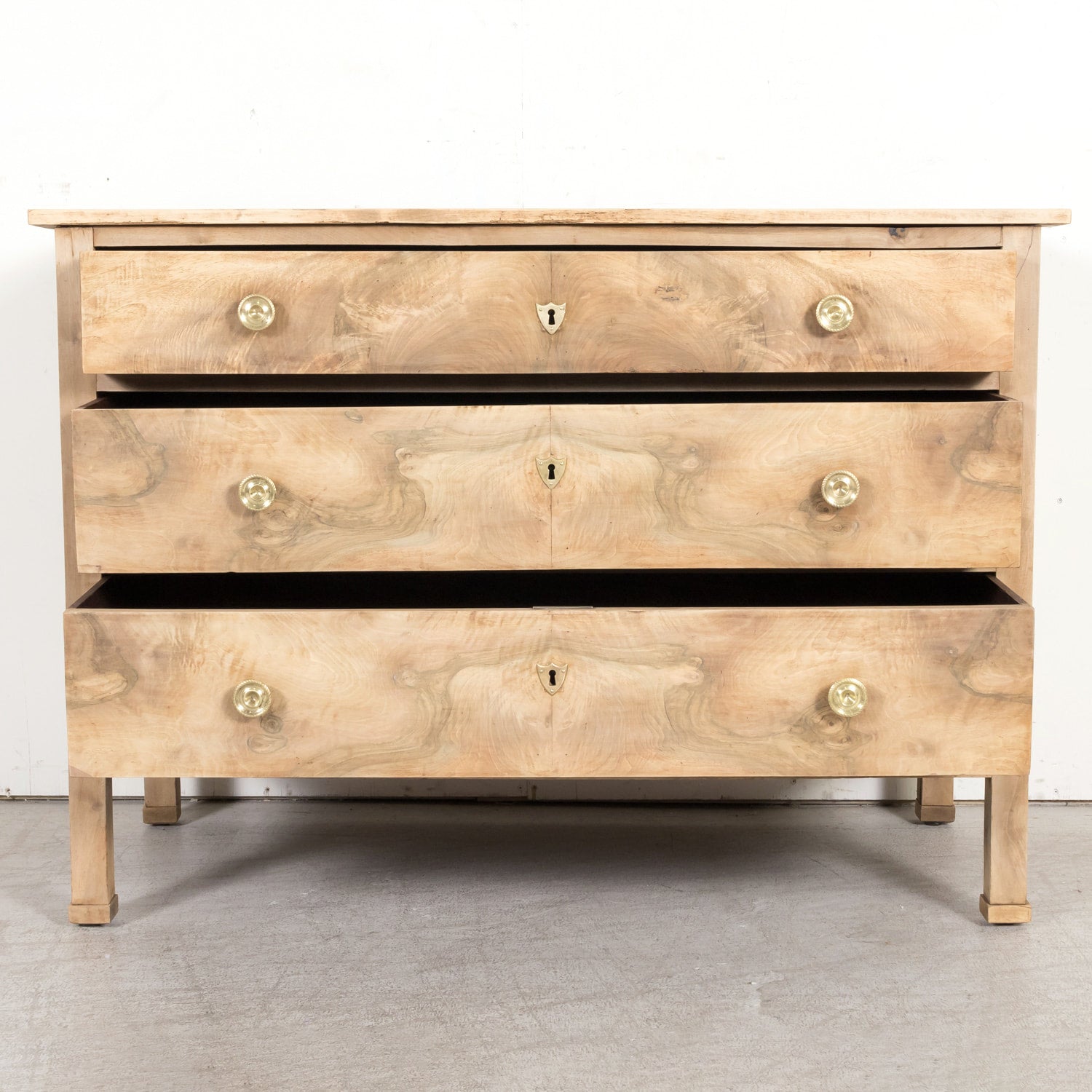 Mid-18th Century French Louis XVI Period Bleached Walnut Lyonnaise Commode with Bookmatched Front