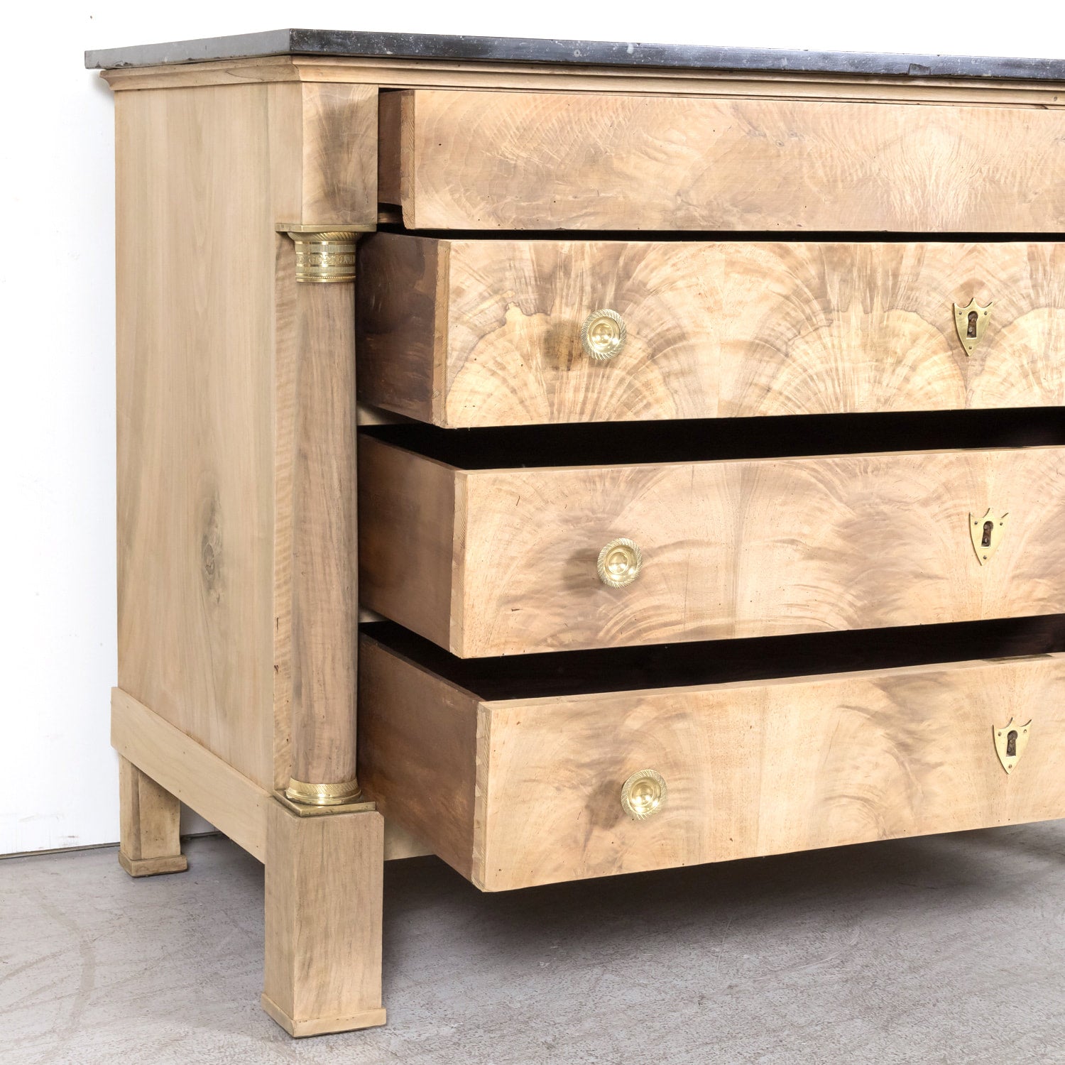 Early 19th Century French Empire Period Bleached Walnut Lyonnaise Commode with Bookmatched Front