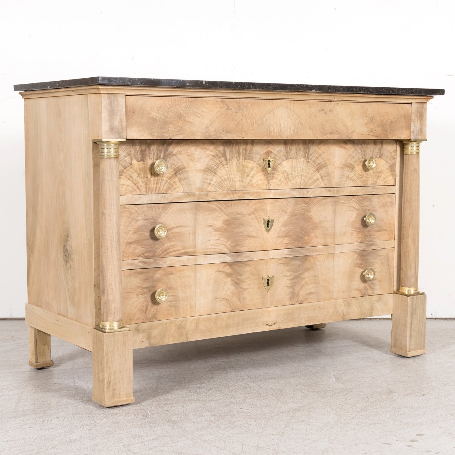 Early 19th Century French Empire Period Bleached Walnut Lyonnaise Commode with Bookmatched Front