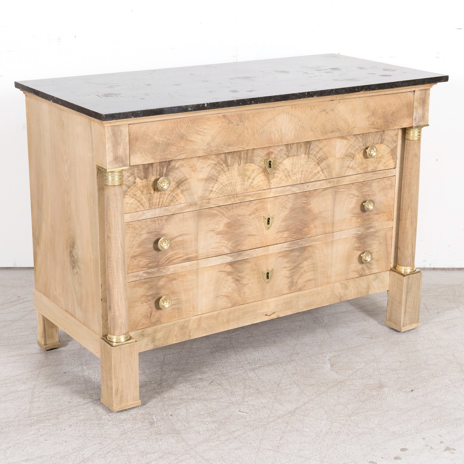 Early 19th Century French Empire Period Bleached Walnut Lyonnaise Commode with Bookmatched Front