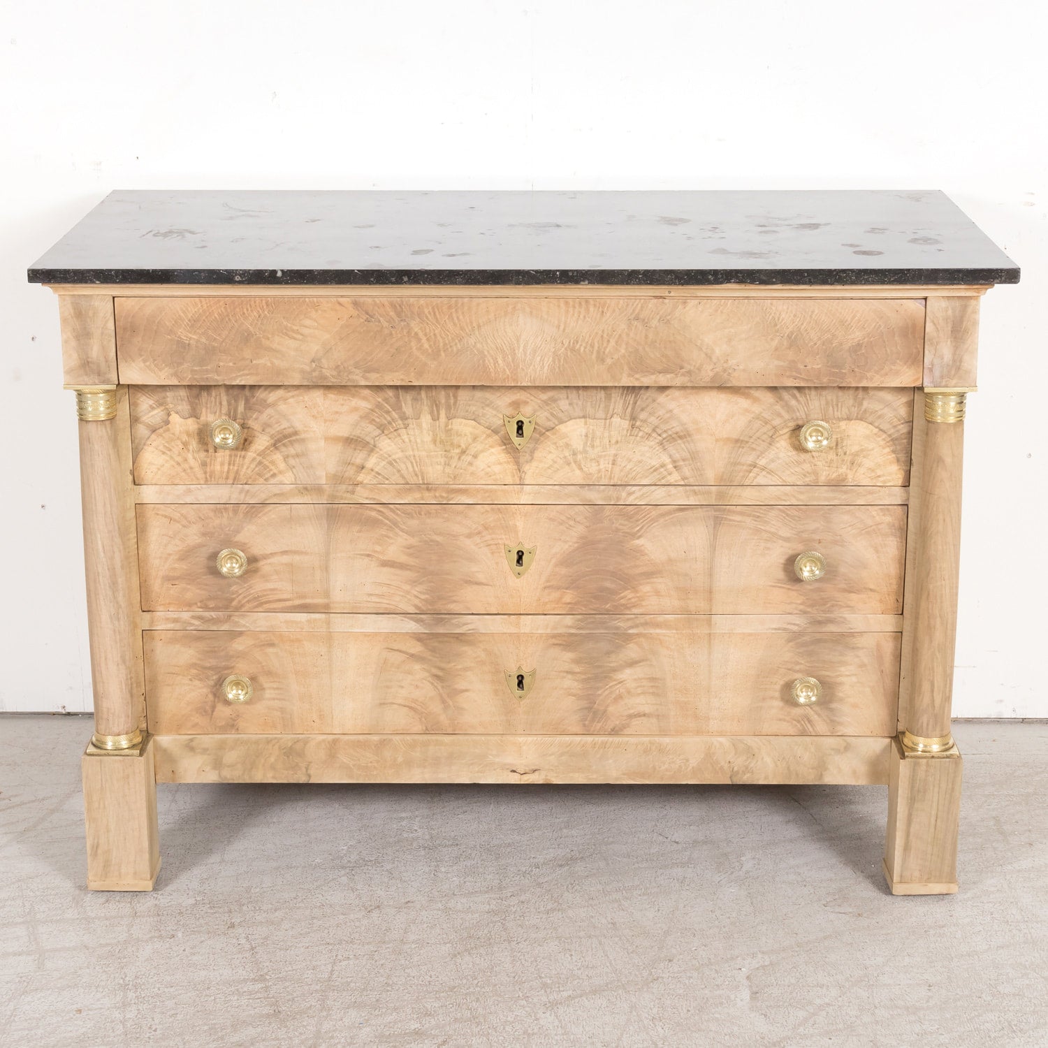 Early 19th Century French Empire Period Bleached Walnut Lyonnaise Commode with Bookmatched Front