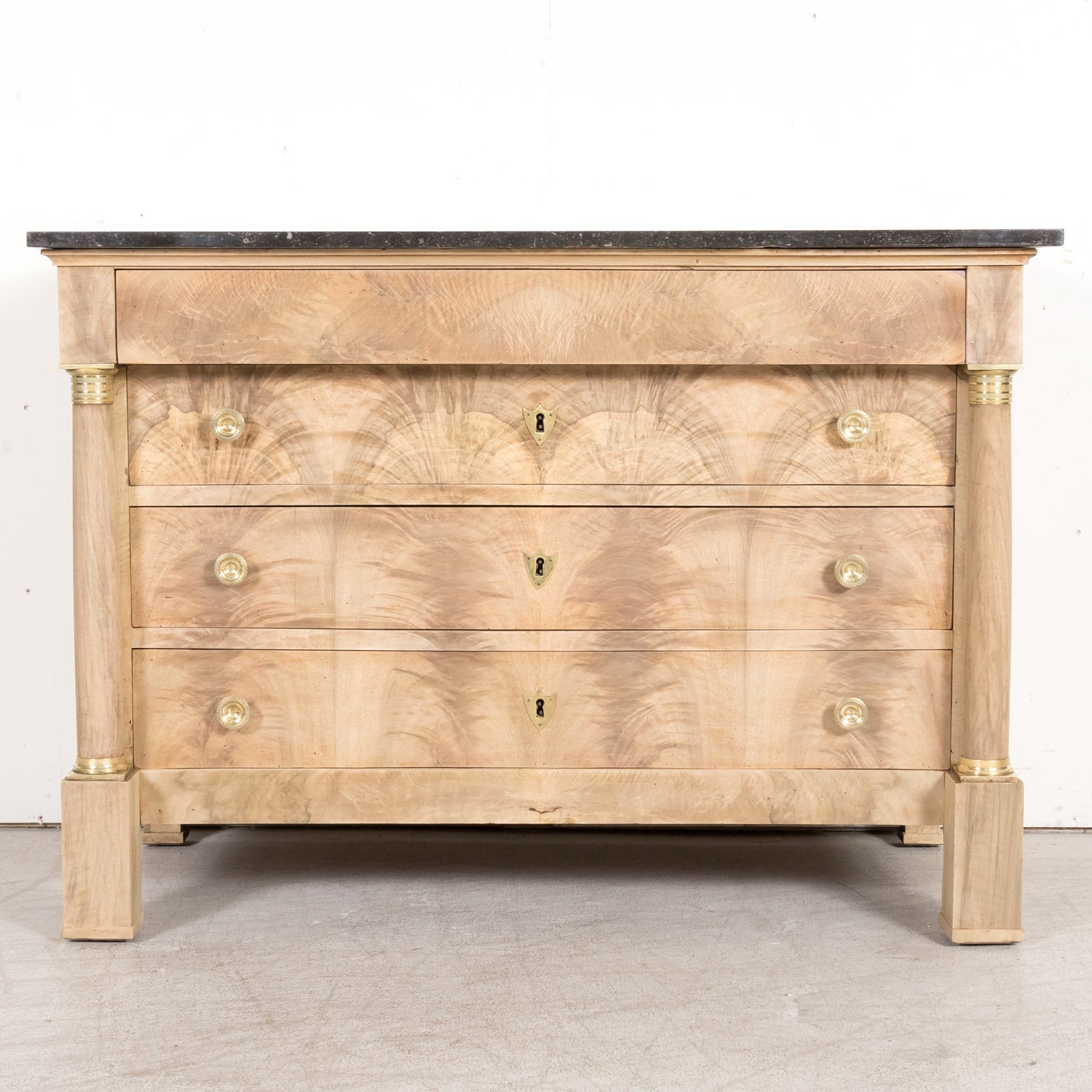 Early 19th Century French Empire Period Bleached Walnut Lyonnaise Commode with Bookmatched Front