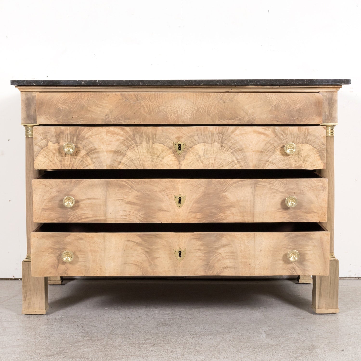 Early 19th Century French Empire Period Bleached Walnut Lyonnaise Commode with Bookmatched Front