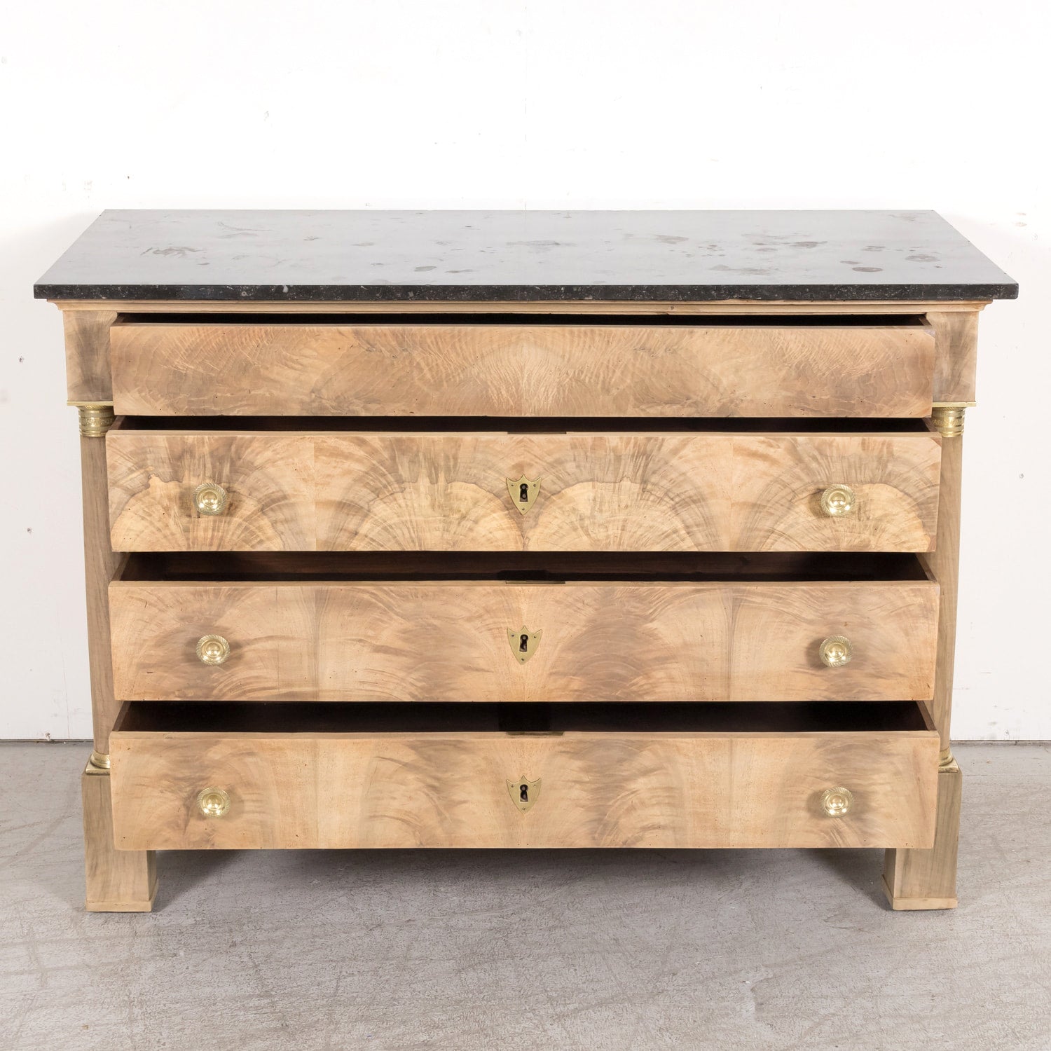 Early 19th Century French Empire Period Bleached Walnut Lyonnaise Commode with Bookmatched Front