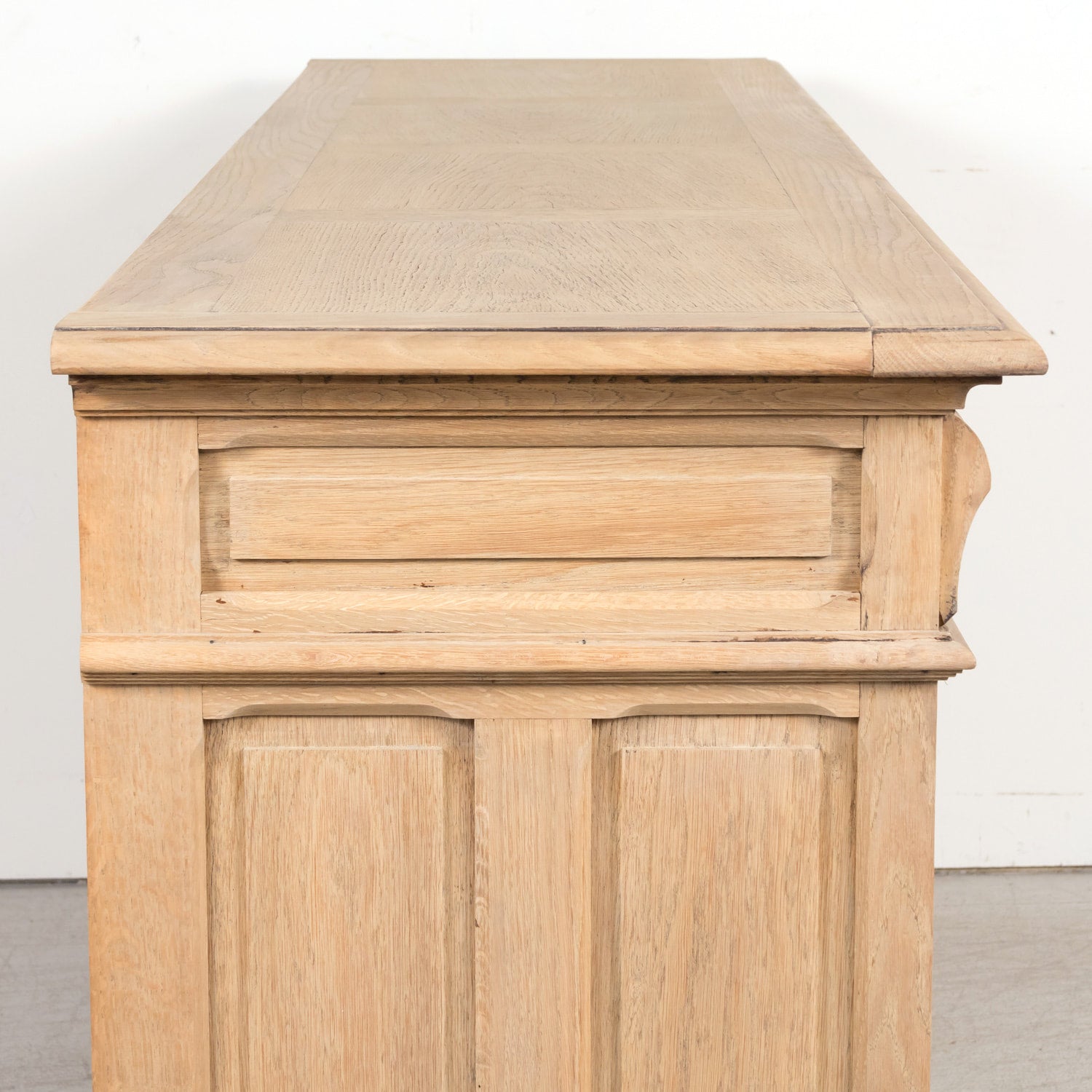 Antique French Louis XIII Style Carved Bleached Oak Enfilade Buffet