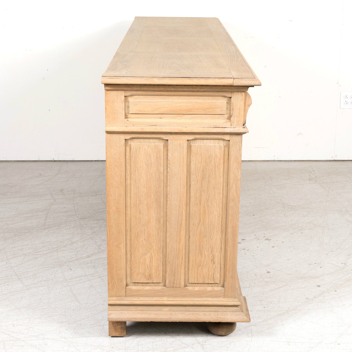 Antique French Louis XIII Style Carved Bleached Oak Enfilade Buffet