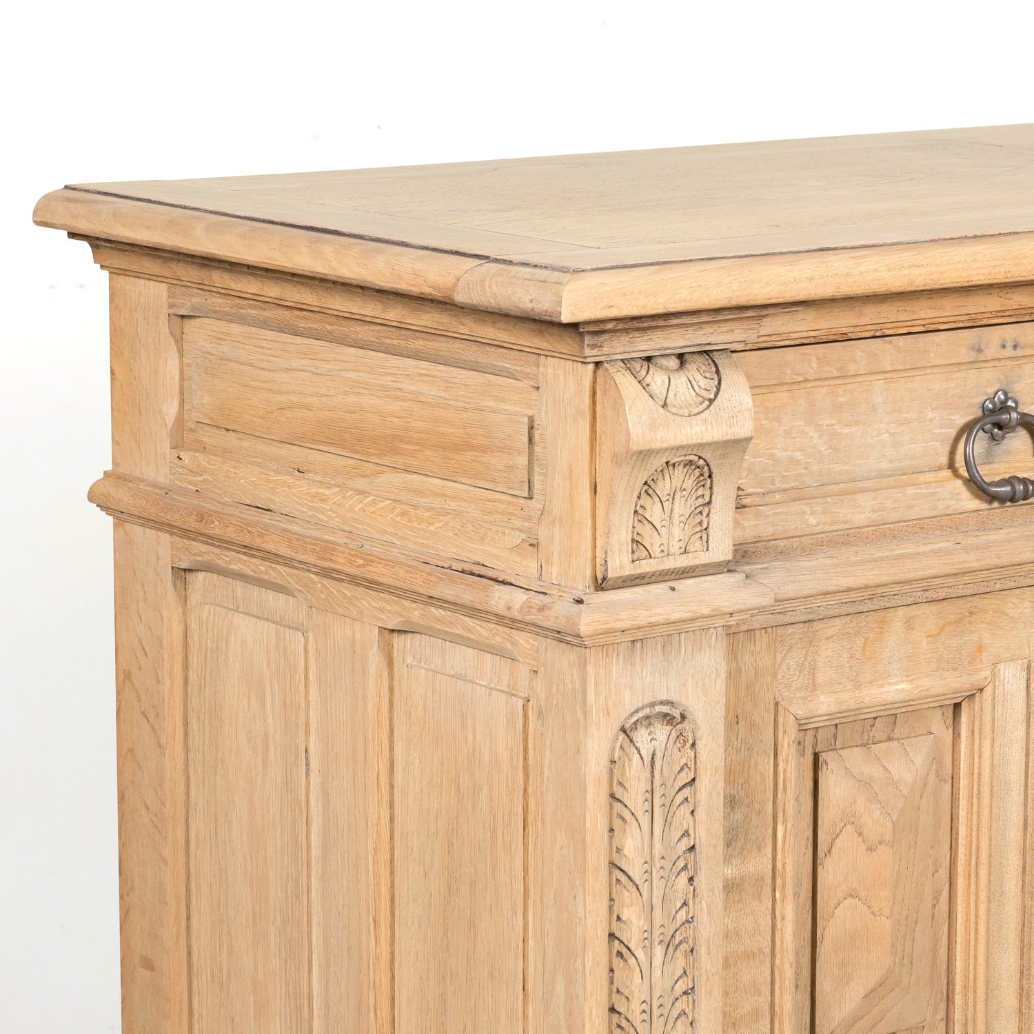 Antique French Louis XIII Style Carved Bleached Oak Enfilade Buffet