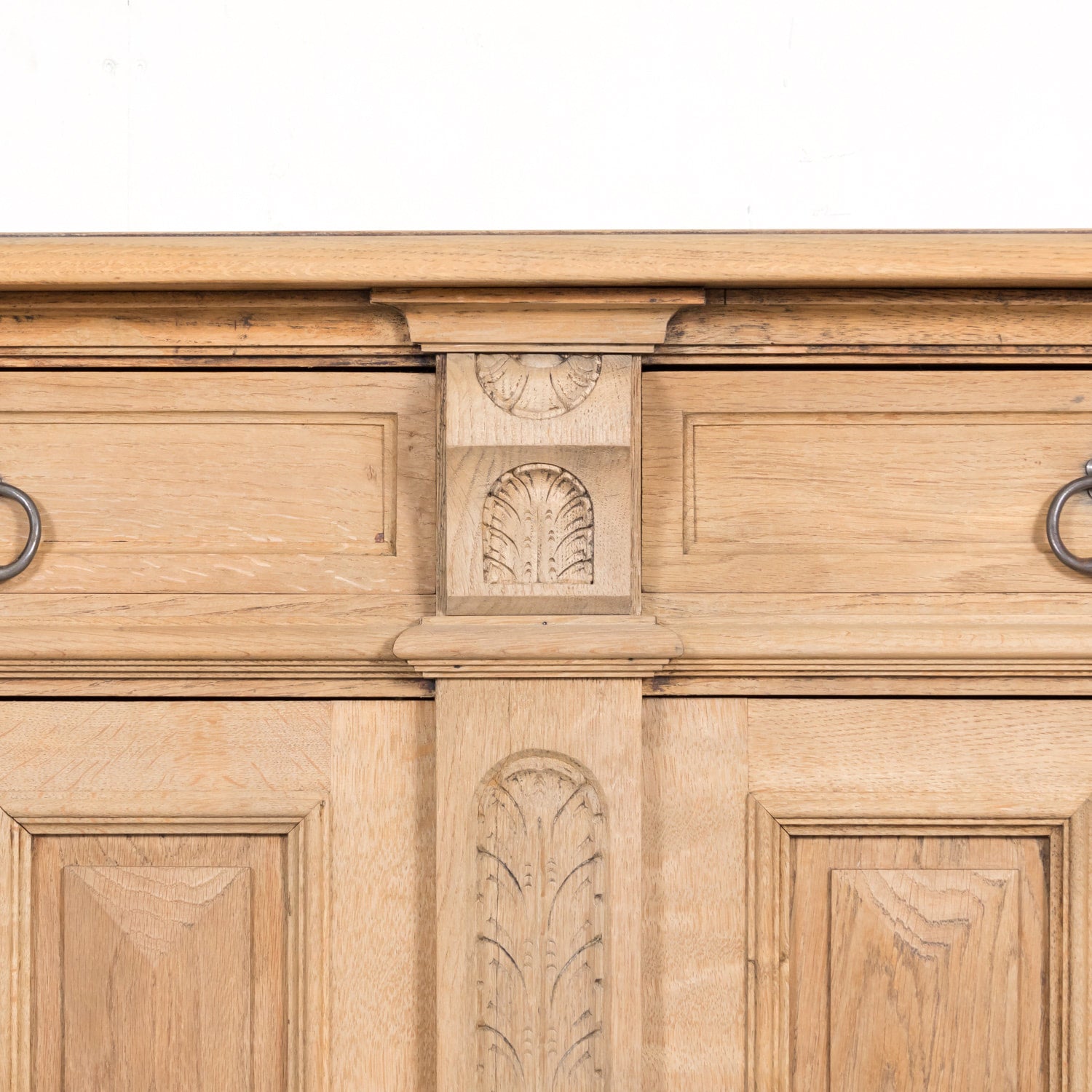 Antique French Louis XIII Style Carved Bleached Oak Enfilade Buffet