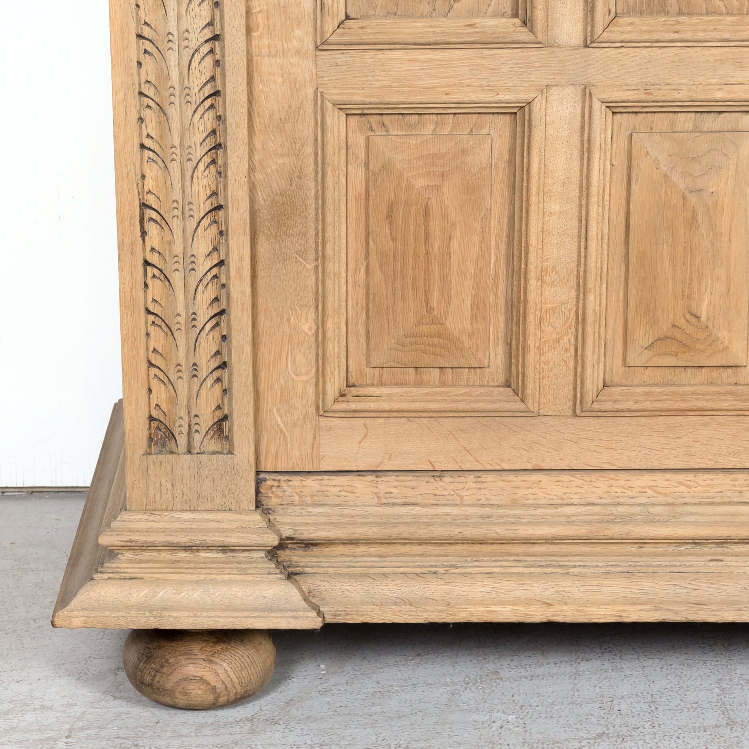 Antique French Louis XIII Style Carved Bleached Oak Enfilade Buffet