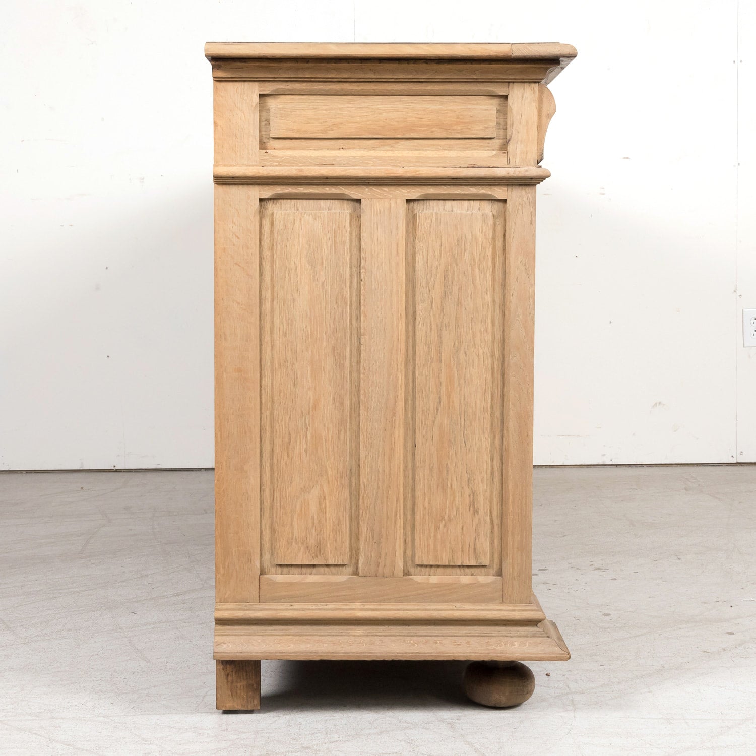 Antique French Louis XIII Style Carved Bleached Oak Enfilade Buffet