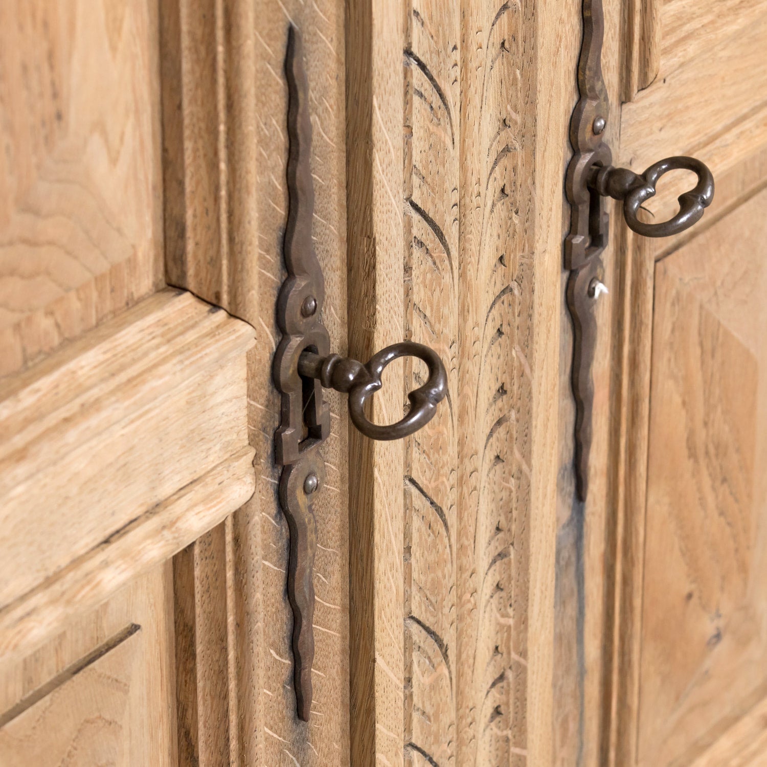 Antique French Louis XIII Style Carved Bleached Oak Enfilade Buffet