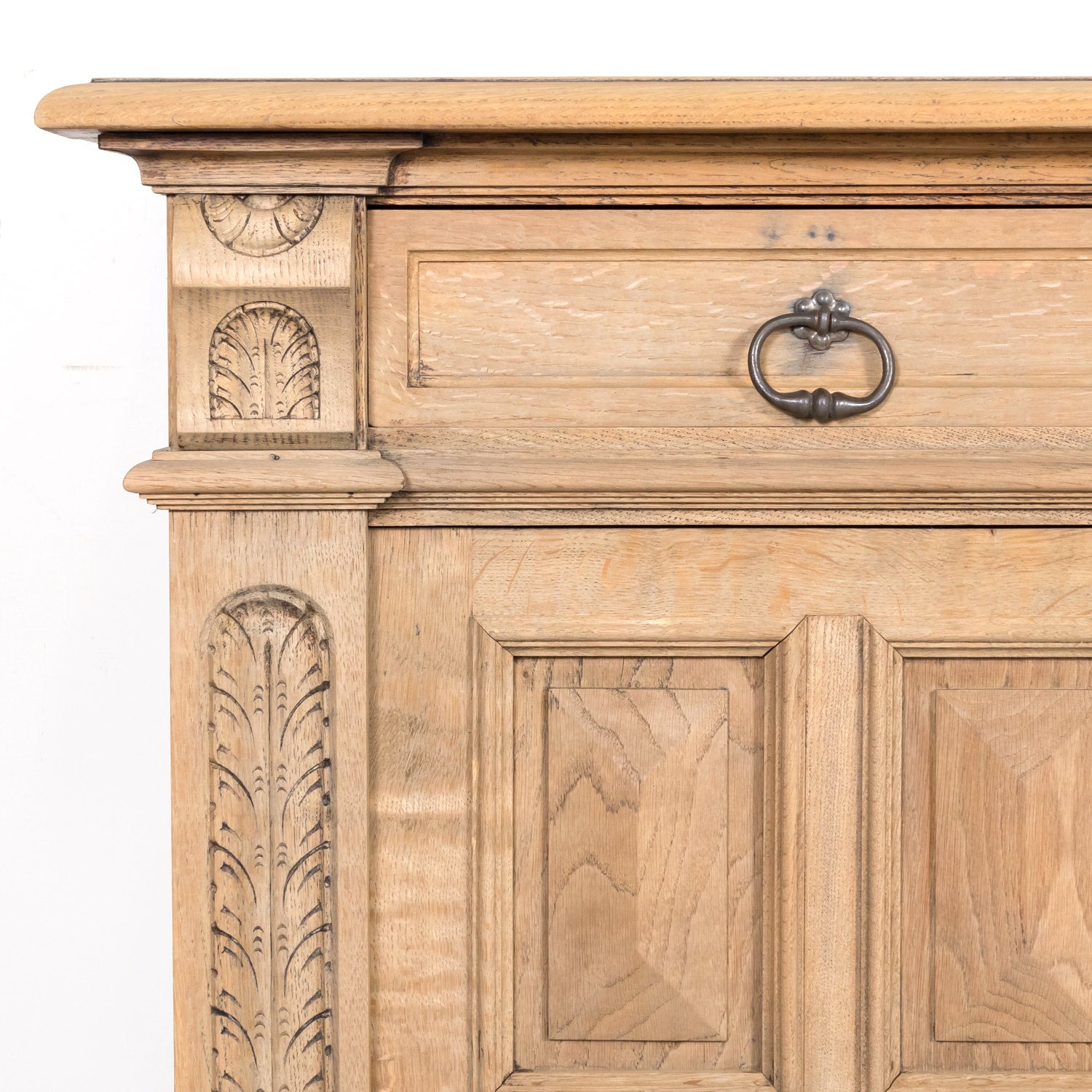 Antique French Louis XIII Style Carved Bleached Oak Enfilade Buffet