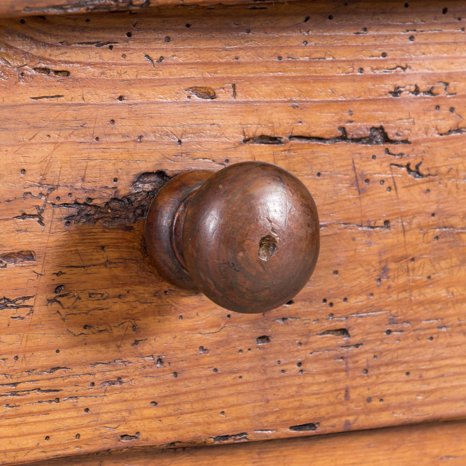 18th Century French Provincial Primitive Larch Wood Side Table or Desk with Single Drawer