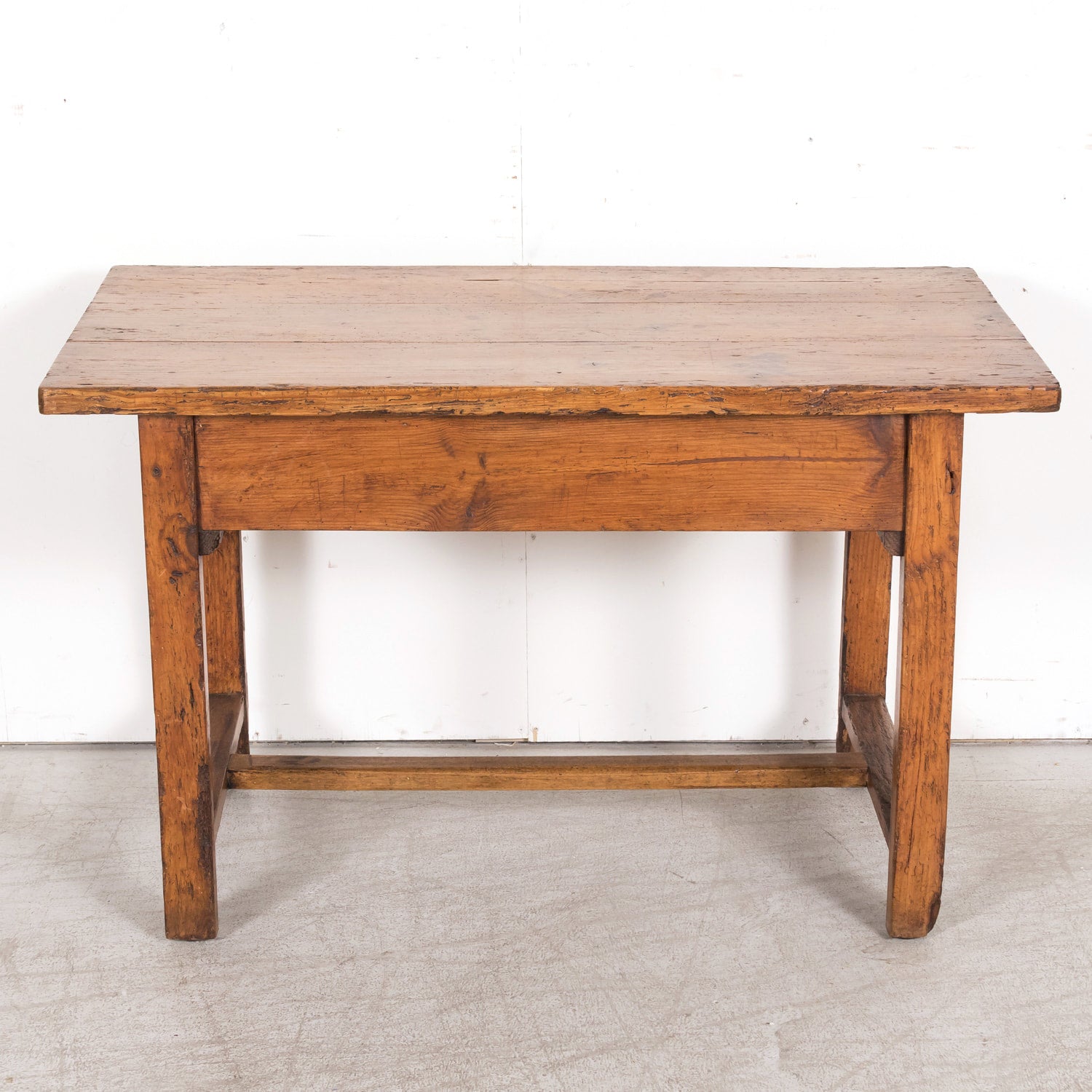 18th Century French Provincial Primitive Larch Wood Side Table or Desk with Single Drawer