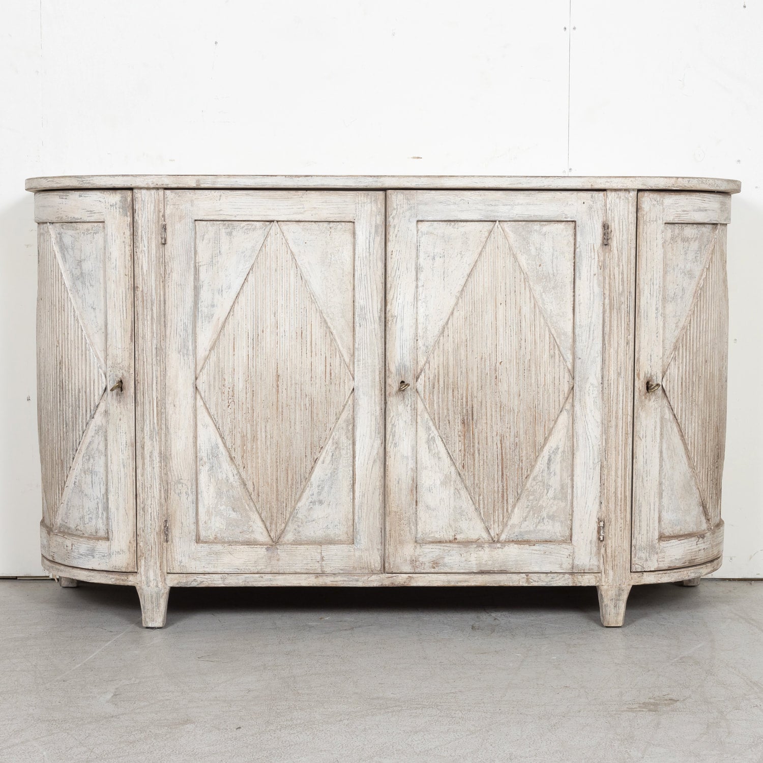 Painted Swedish Gustavian Style Demilune Enfilade Buffet
