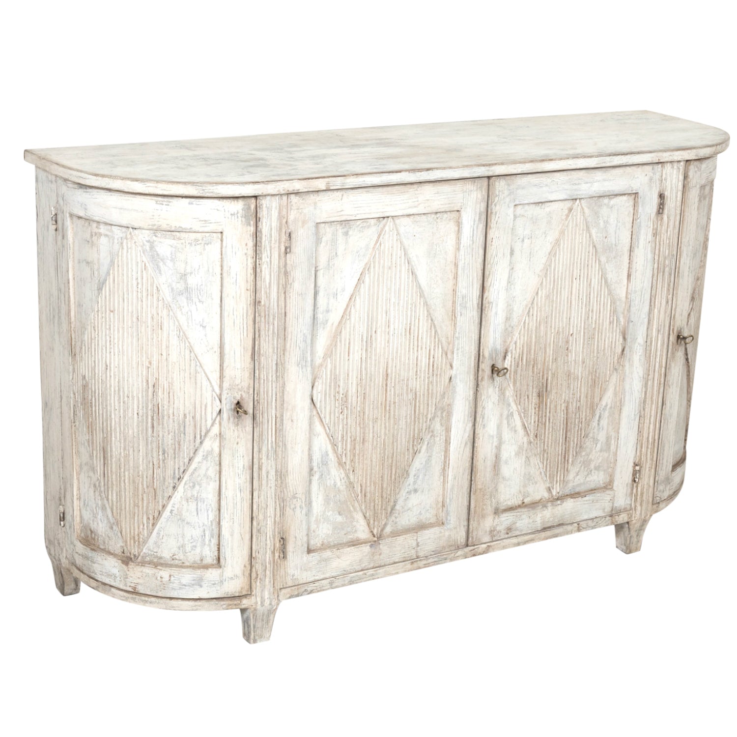 Painted Swedish Gustavian Style Demilune Enfilade Buffet