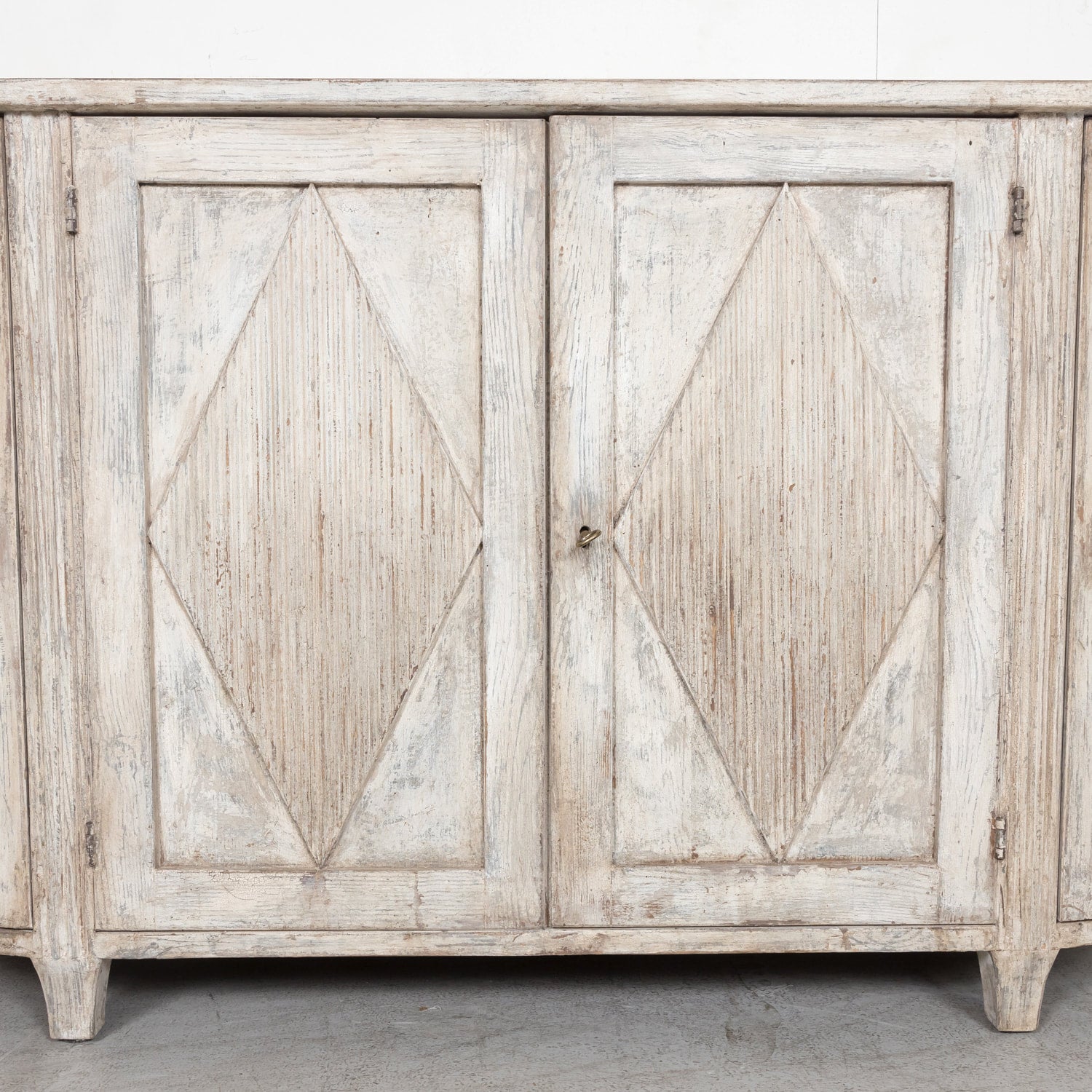 Painted Swedish Gustavian Style Demilune Enfilade Buffet