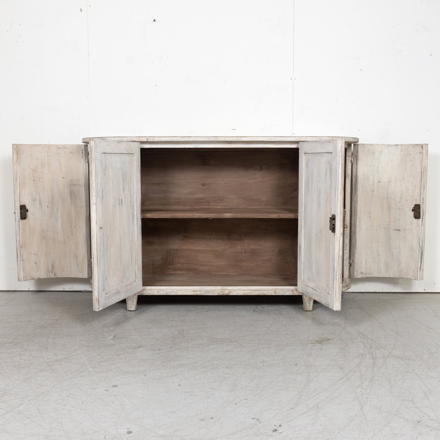 Painted Swedish Gustavian Style Demilune Enfilade Buffet