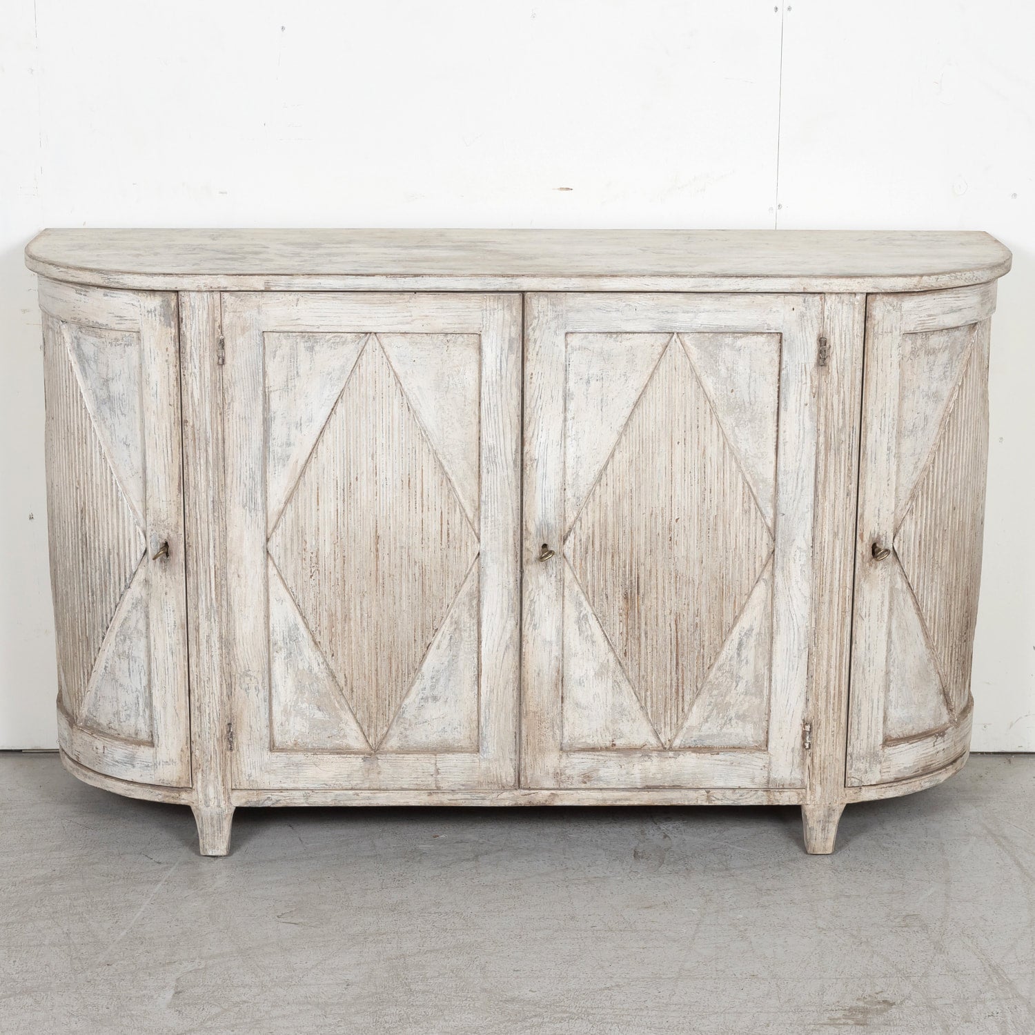 Painted Swedish Gustavian Style Demilune Enfilade Buffet
