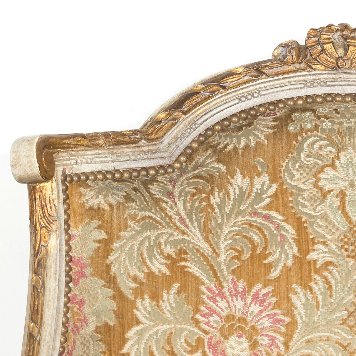 Pair of Early 21st Century French Louis XVI Style Parcel Gilt and Painted Maison Jansen Bergere Armchairs