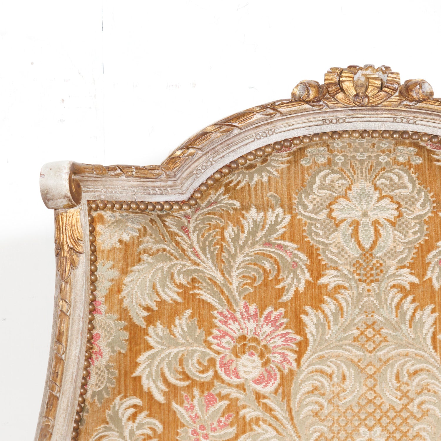 Pair of Early 21st Century French Louis XVI Style Parcel Gilt and Painted Maison Jansen Bergere Armchairs